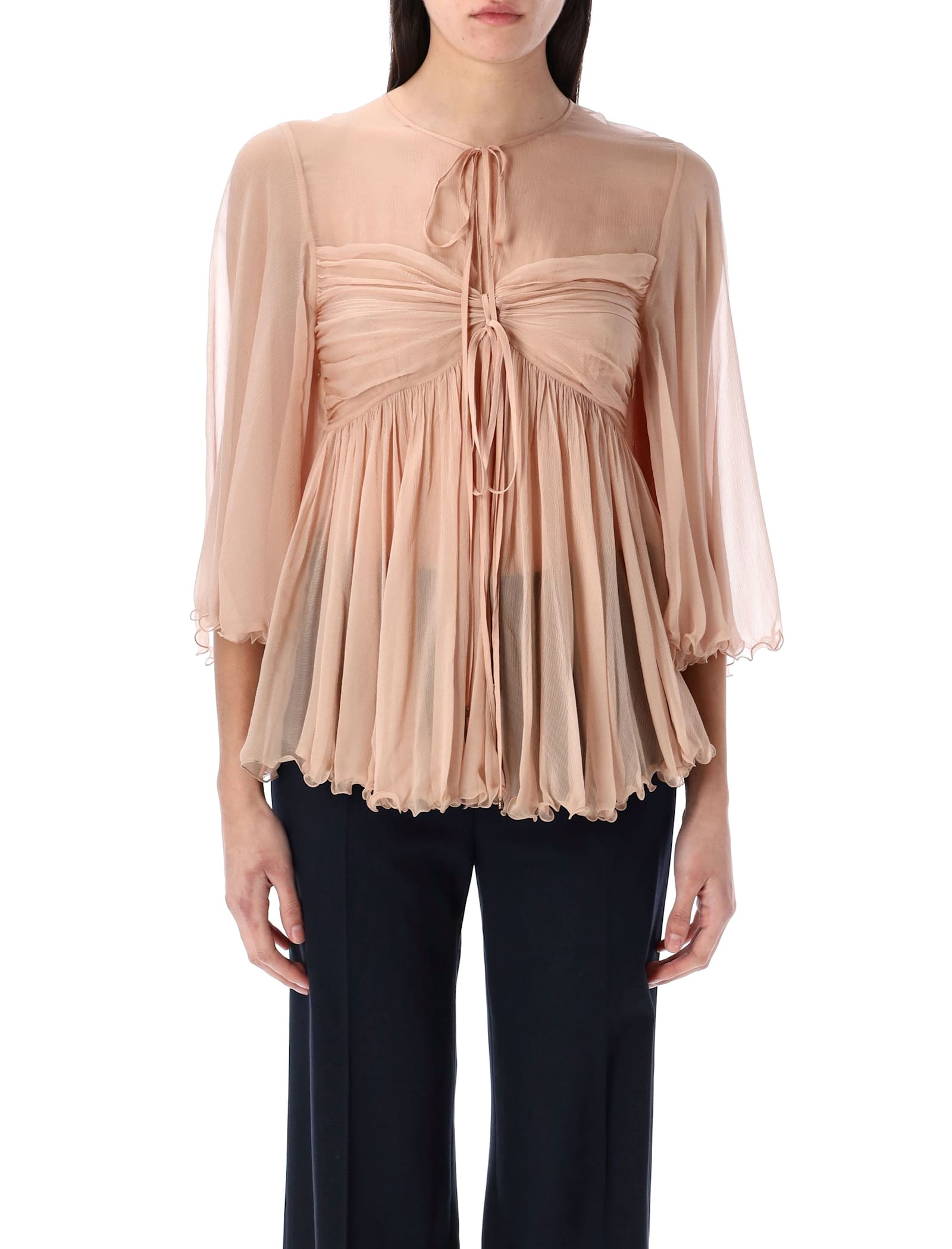 Chloé Silk Pleated Top