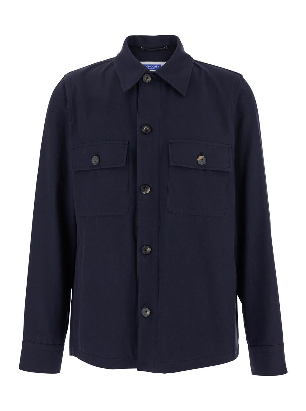 Jacob Cohen Blue Jacket With Classic Collar And Logo Patch On The Rear In Cotton Man