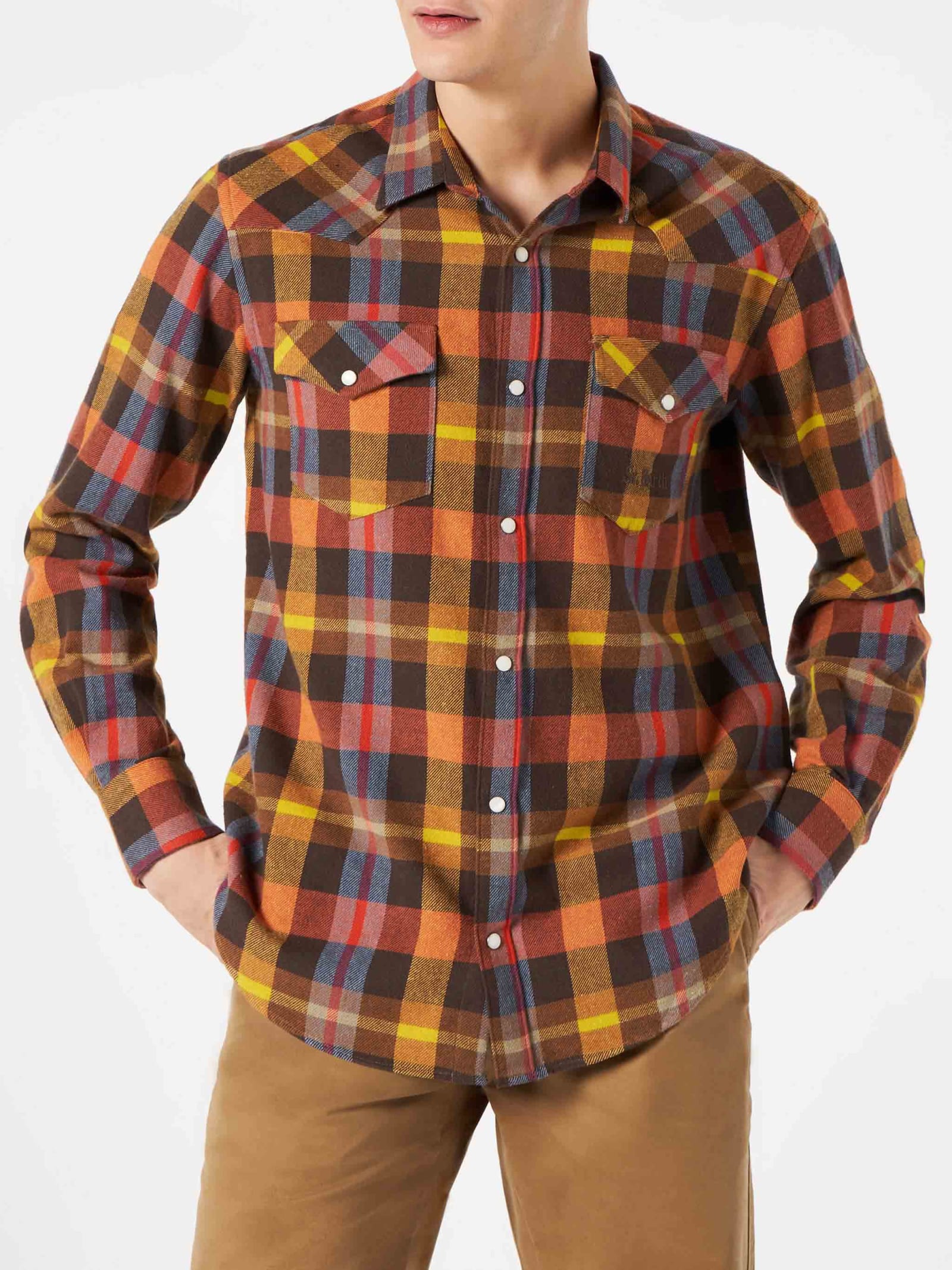MC2 Saint Barth Man Shirt With Yellow Tartan