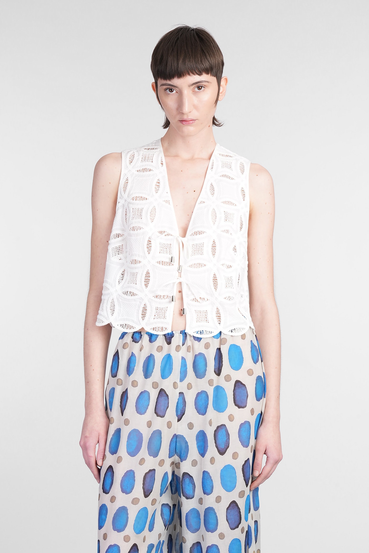 Holy Caftan Vivi Vest In White Cotton