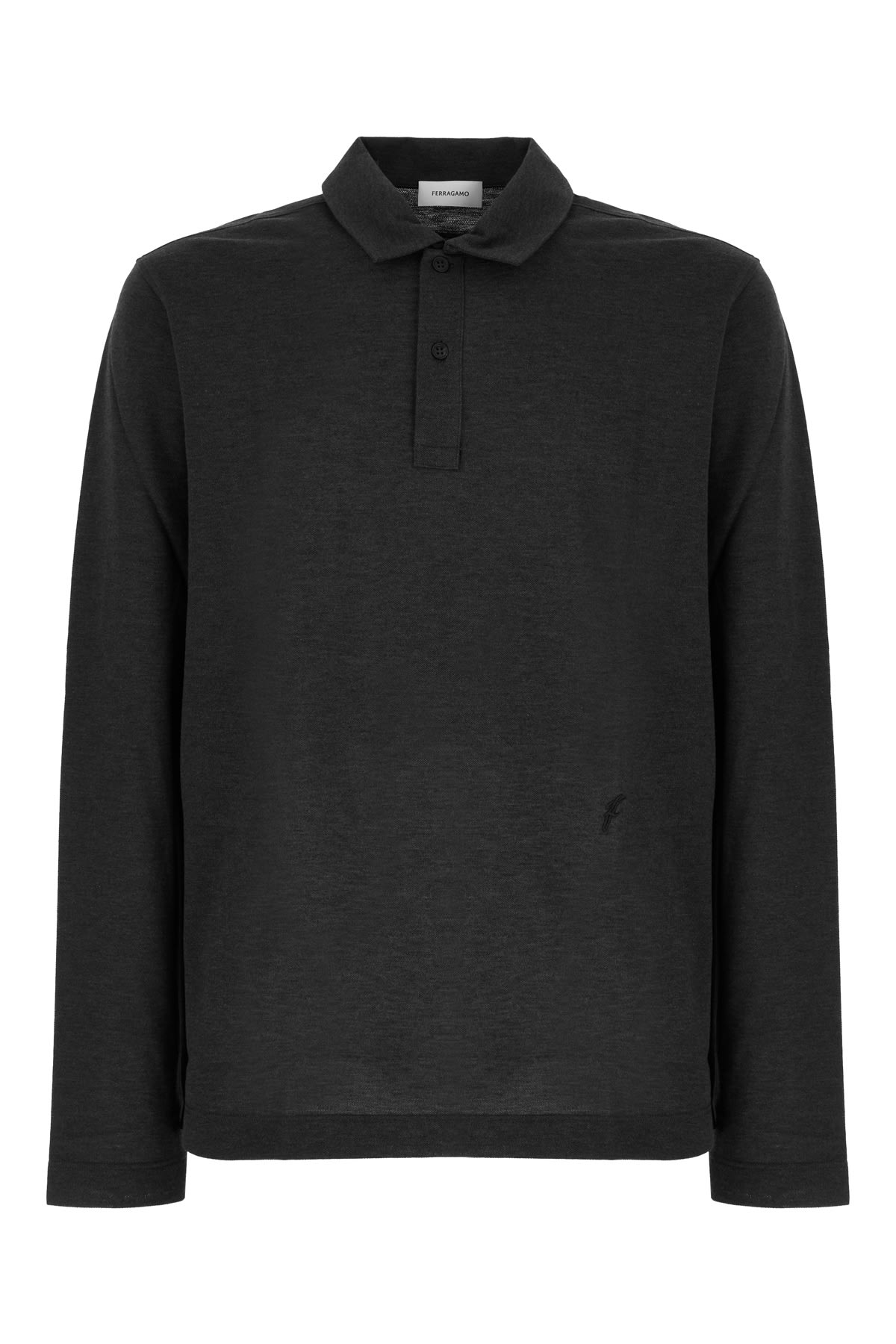 Ferragamo Graphite Cotton Blend Polo Shirt