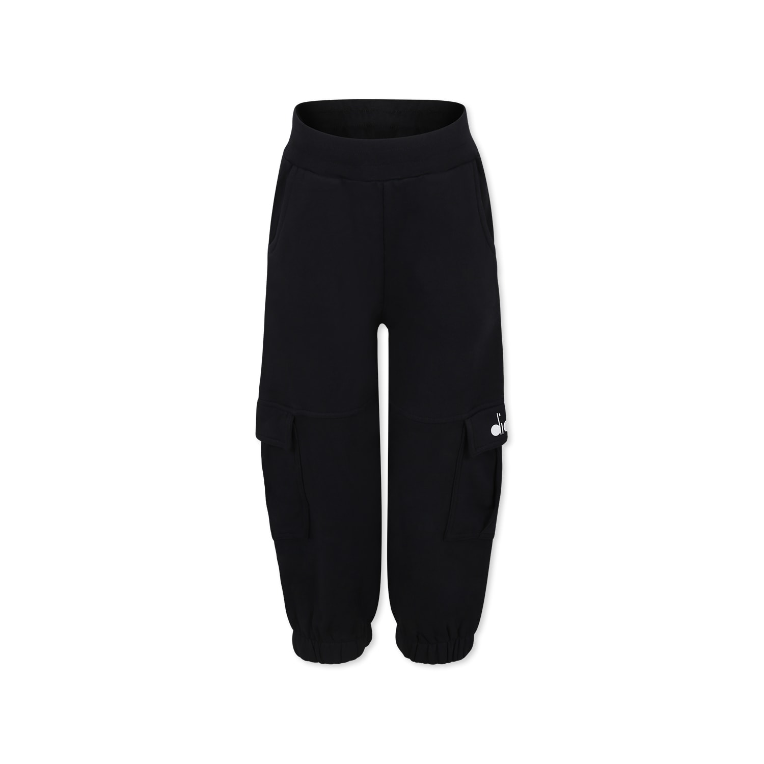 Diadora Black Trousers For Girl With Logo