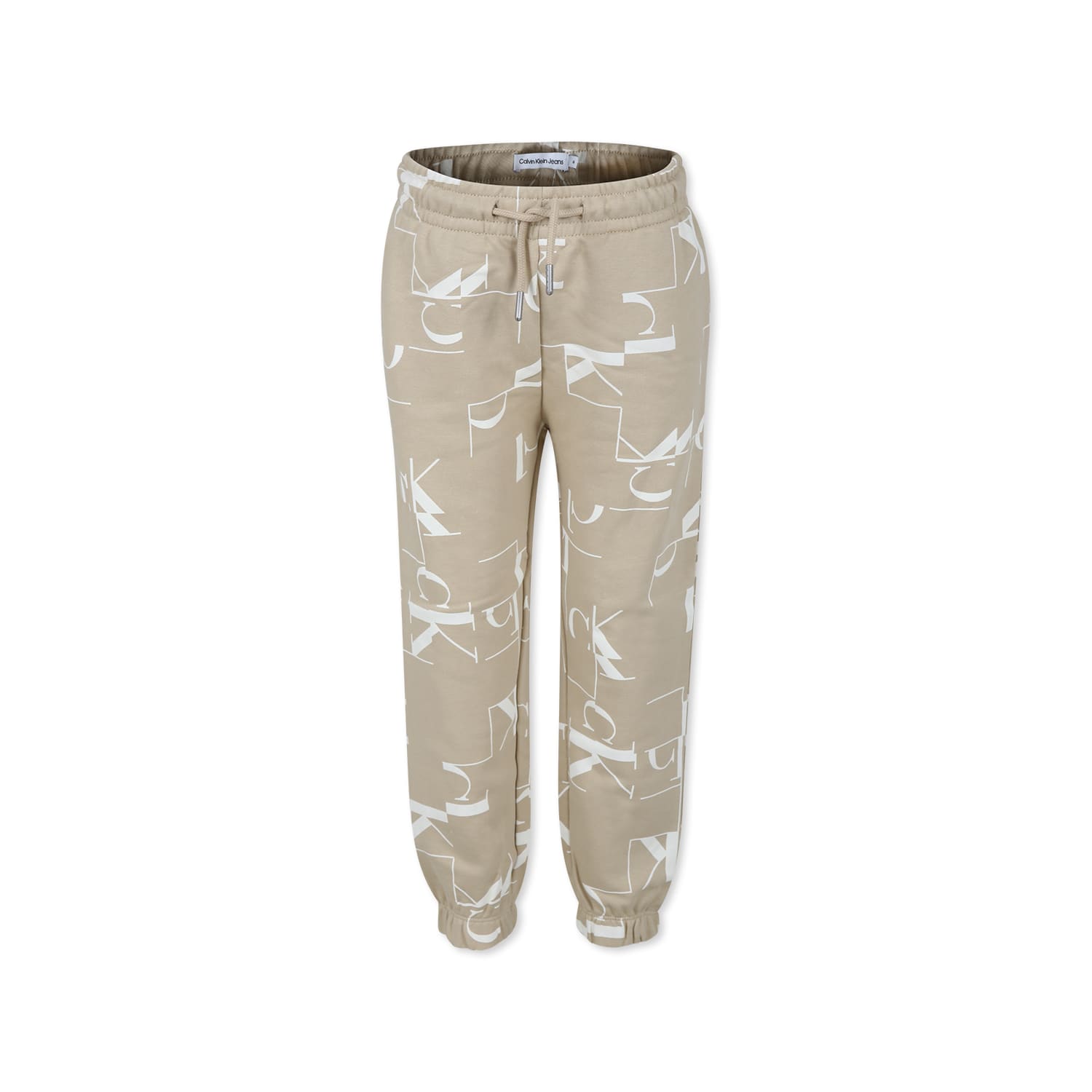 Calvin Klein Beige Trousers For Boy With Logo