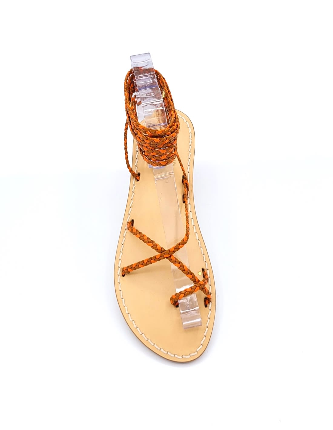 Dea Sandals Orange And Caramel Leather Gladiator Sandals