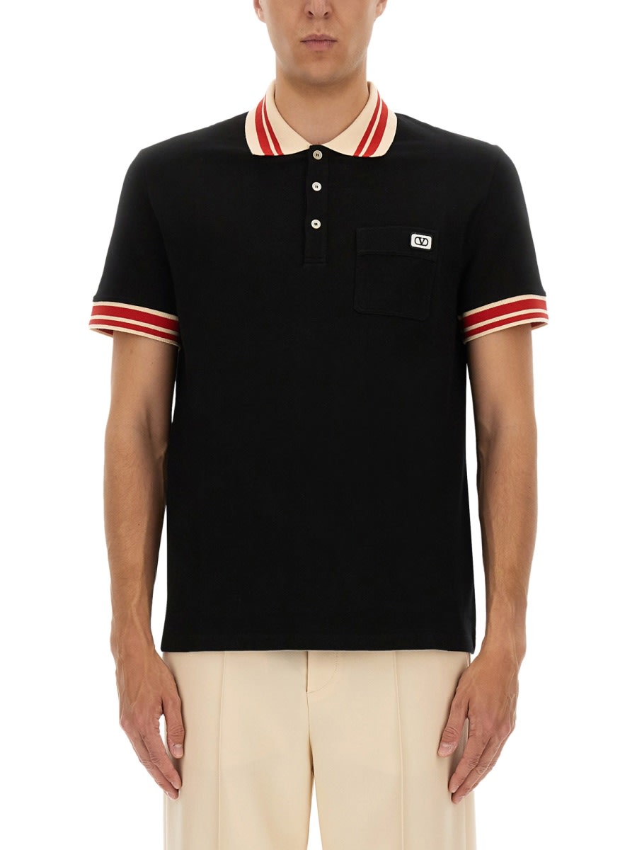 Valentino Cotton Pique Polo Shirt With vlogo Patch
