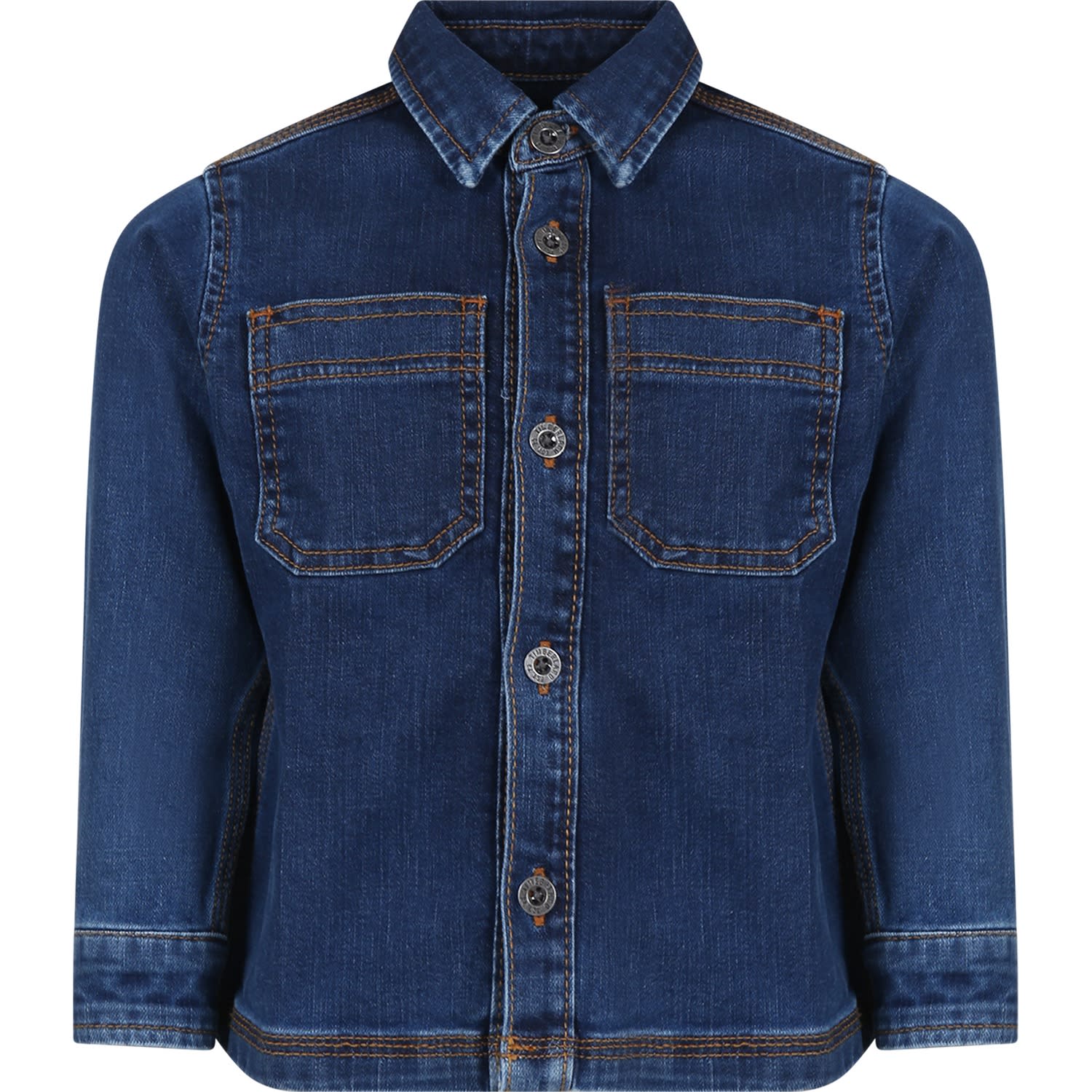 Timberland Blue Shirt For Boy With Patch