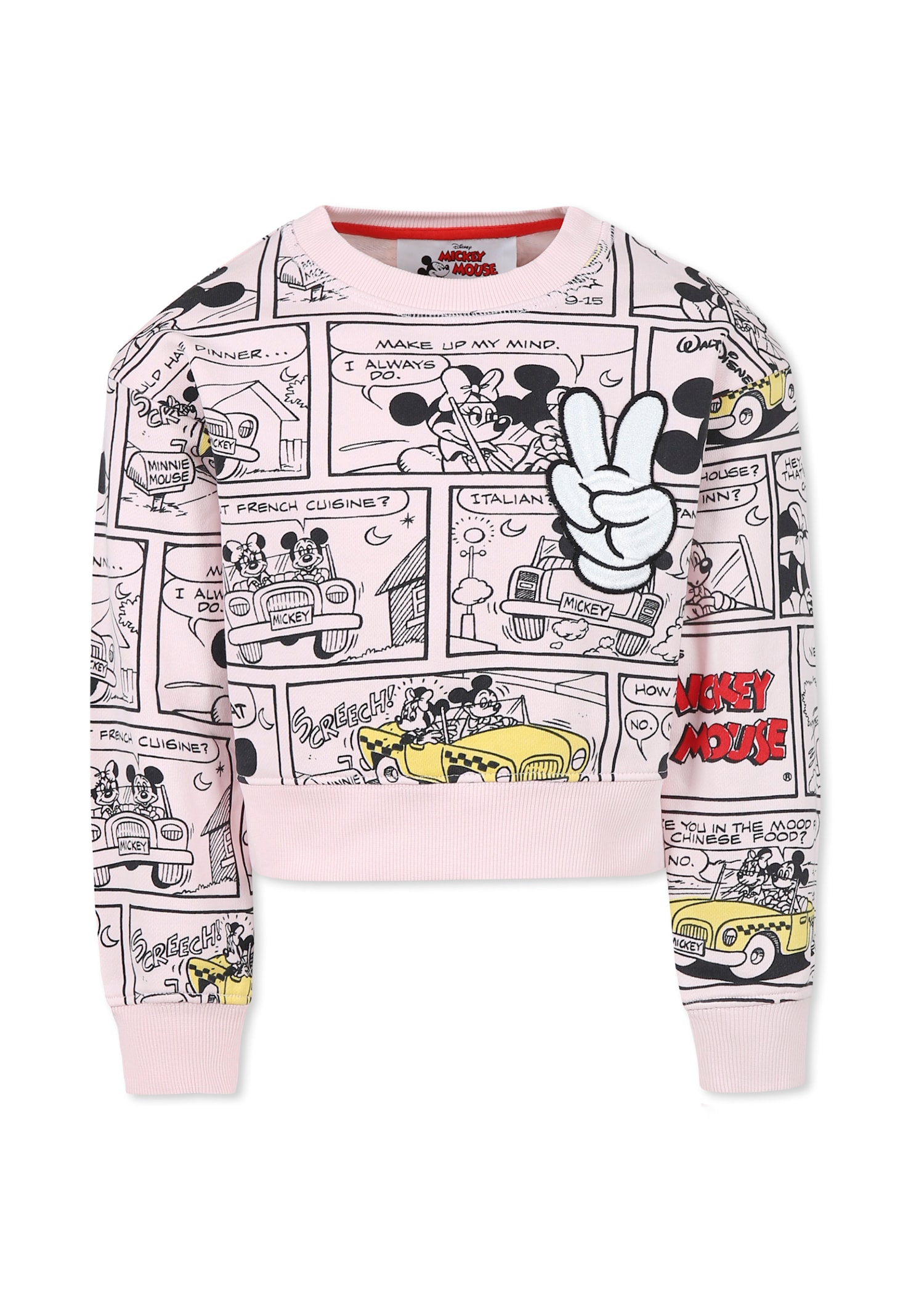 Little Marc Jacobs Pink Crop Sweatshirt For Girl With Mickey Mouse