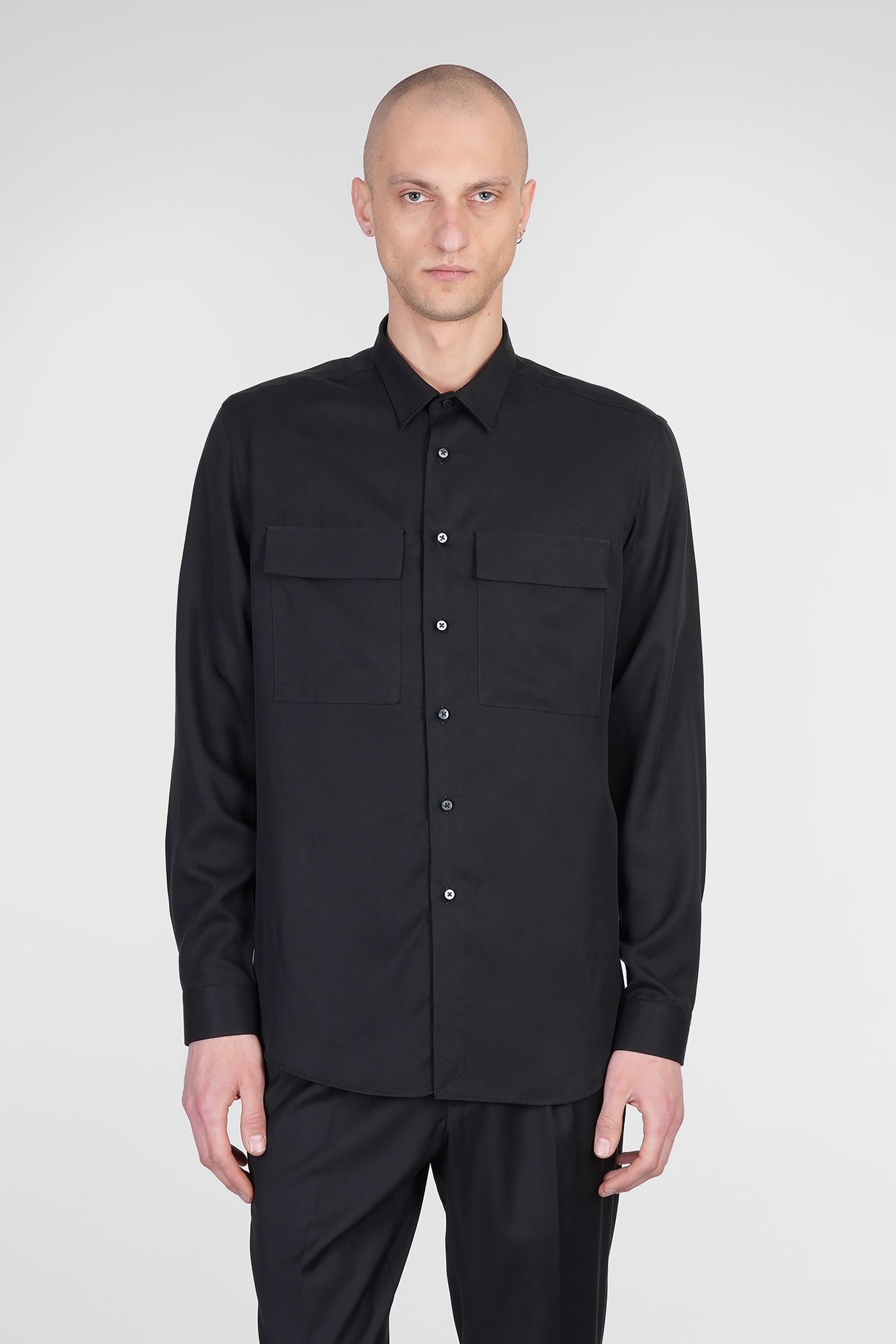 Low Brand S151 Shirt In Black Wool And Polyester