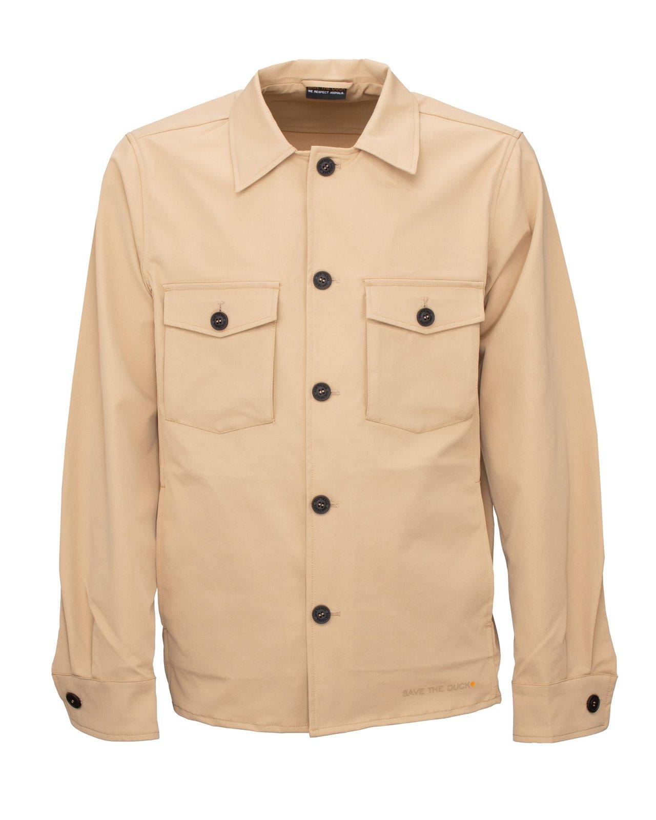Save the Duck Logo Printed Buttoned Jacket