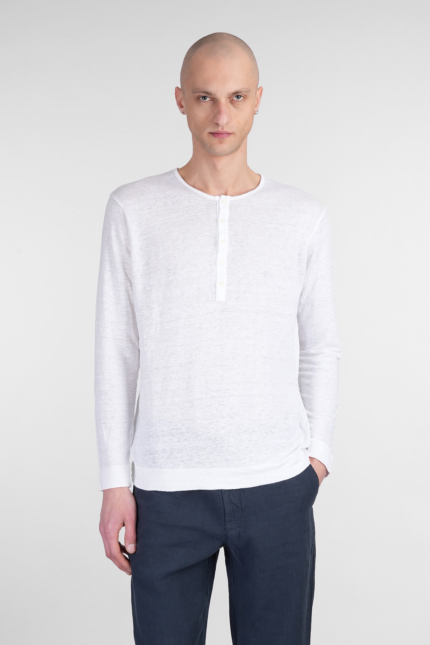 120% Lino T-shirt In White Linen