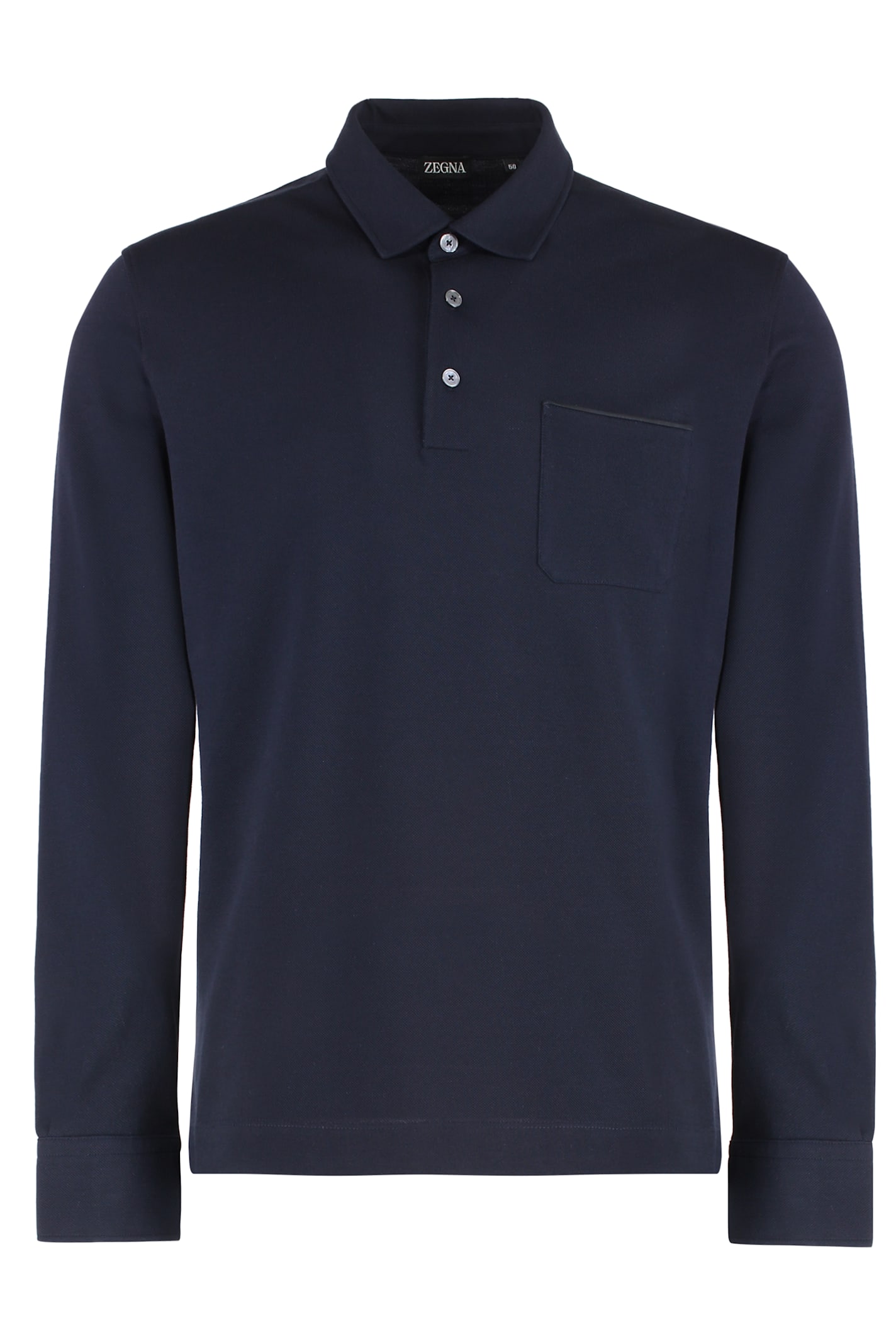 Zegna Long Sleeve Cotton Polo Shirt