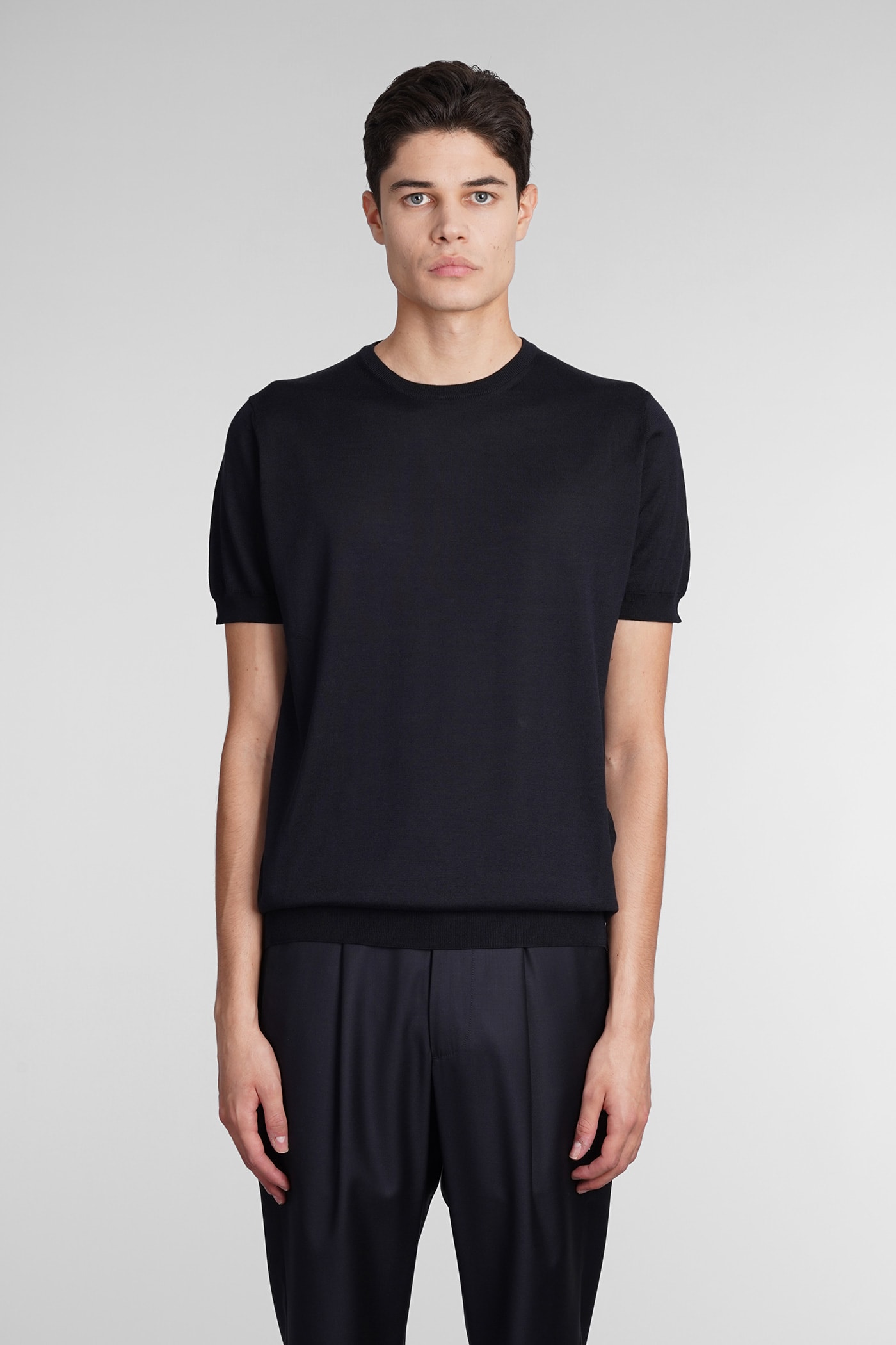 Giorgio Armani T-shirt In Blue Silk