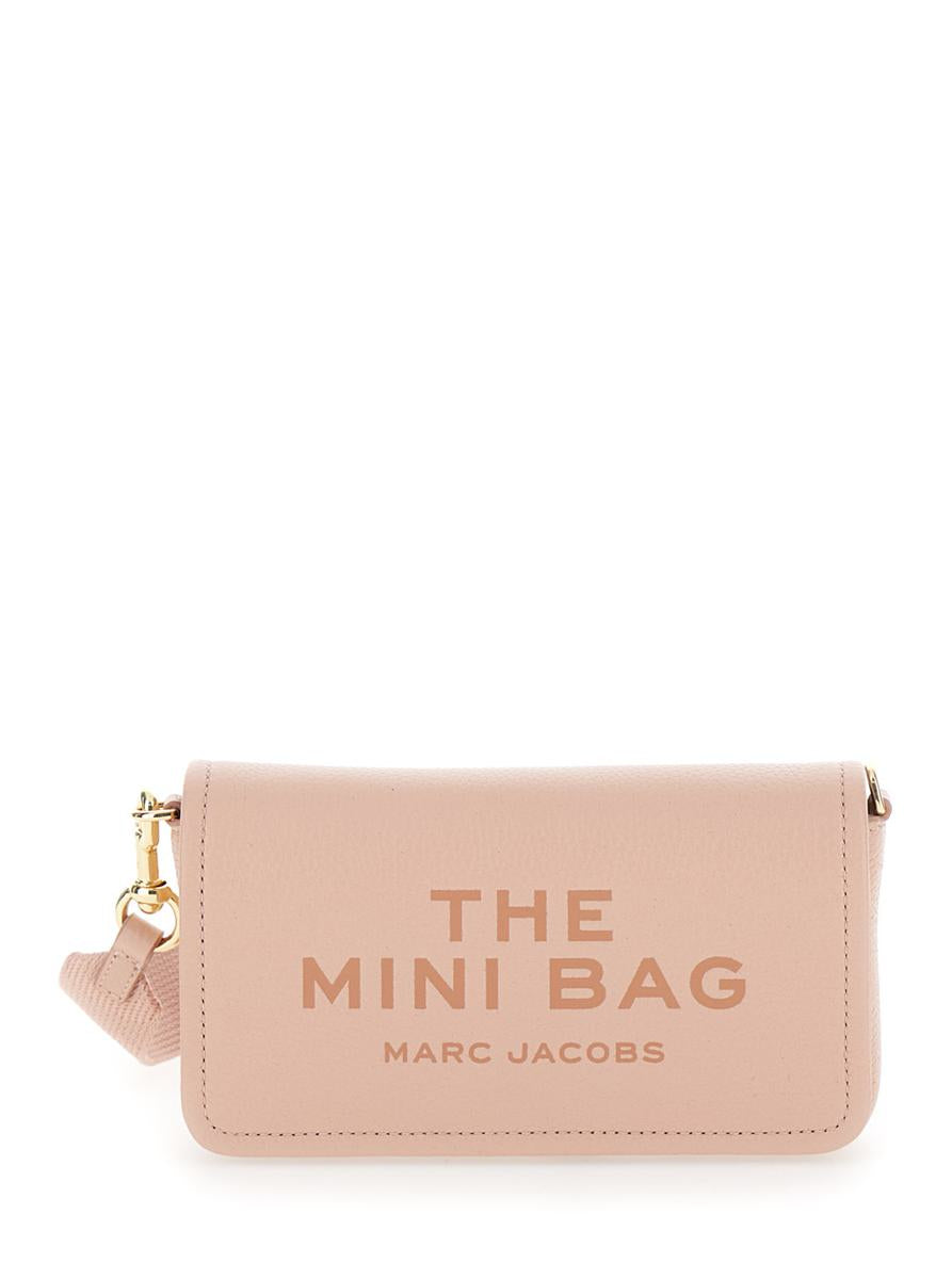 'The Mini Bag' Pink Crossbody Bag With Logo Detail In Hammered Leather Woman
