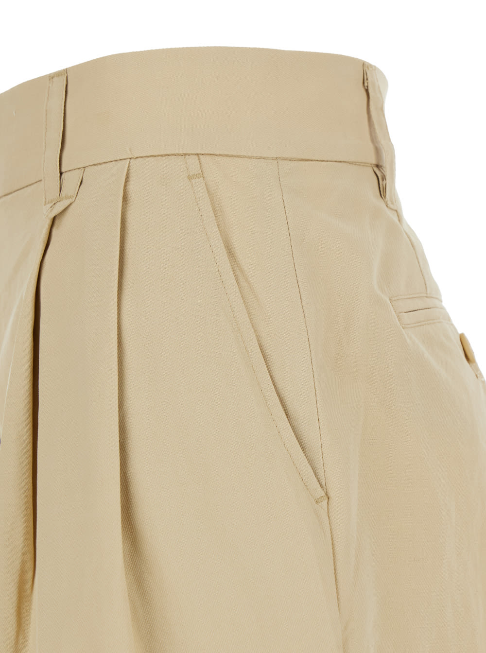 Dunst Beige Bermuda Shorts With Pinces In Cotton And Linen Woman