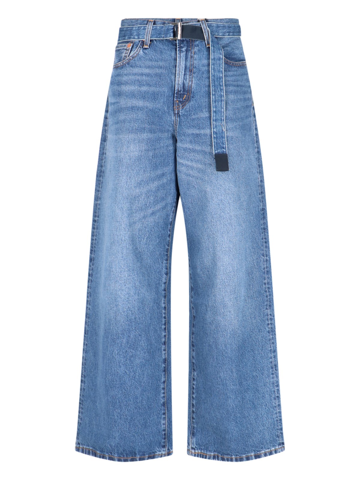 Sacai X Levi's Strauss Wide Jeans With Belt