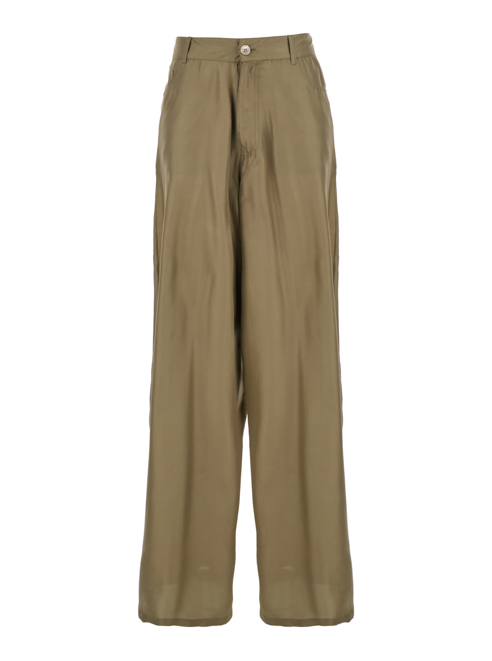 Jucca Green Silk Pants With Belt Loops And Logo Patch On The Rear In Silk Woman