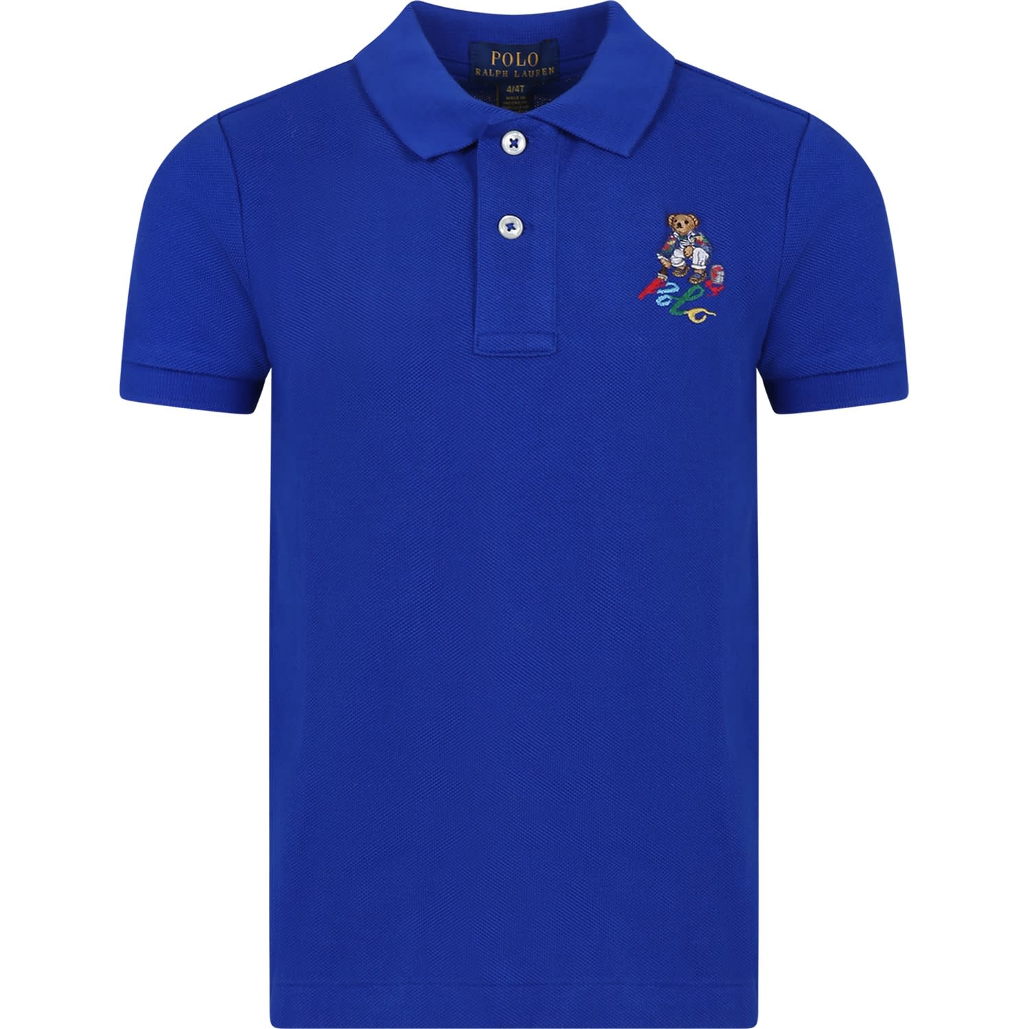 Ralph Lauren Blue Polo Shirt For Boy With Polo Bear