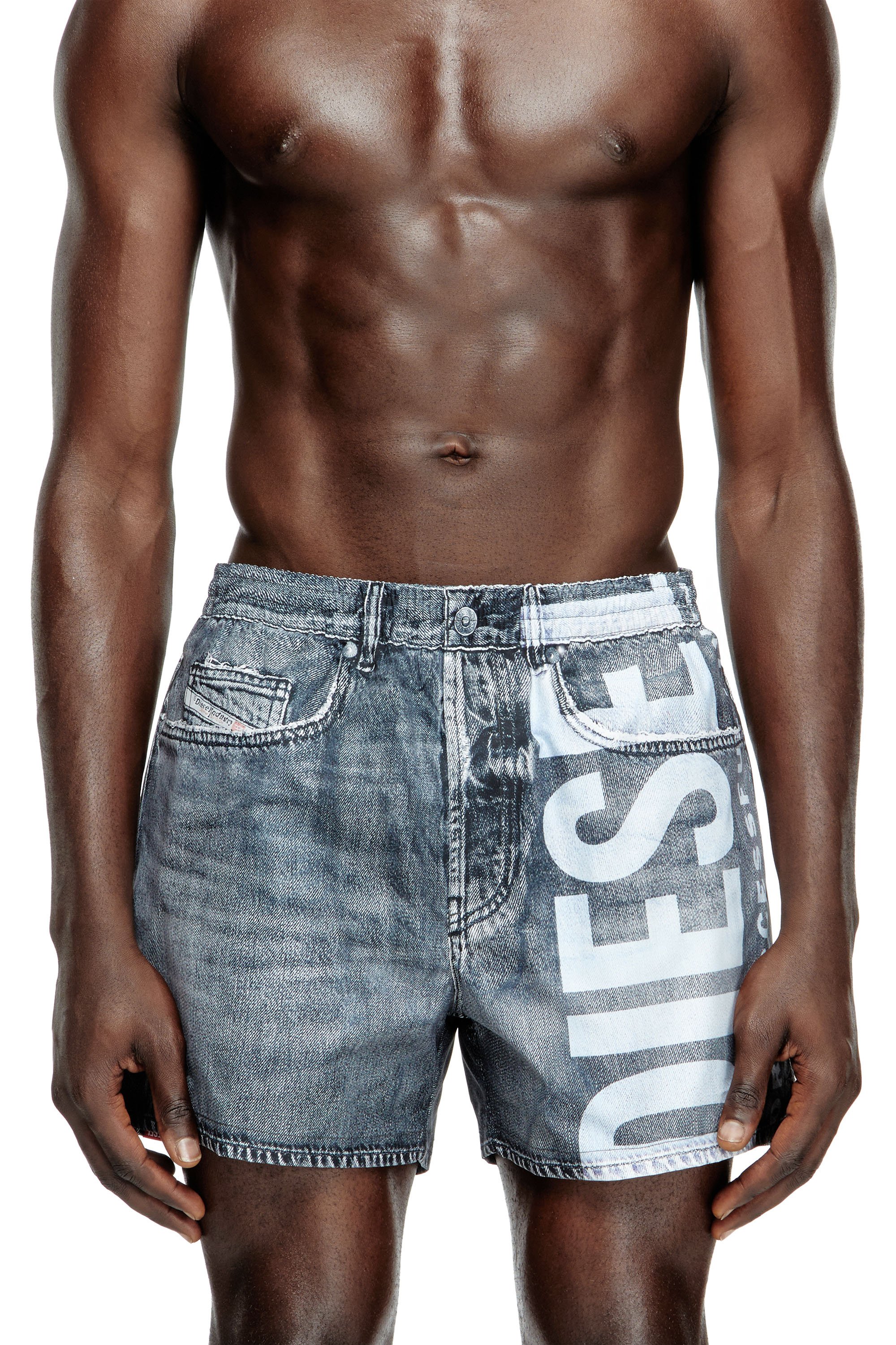 Diesel - Mid-length trompe l'oeil-denim swim shorts - Swim shorts - Man - Grey