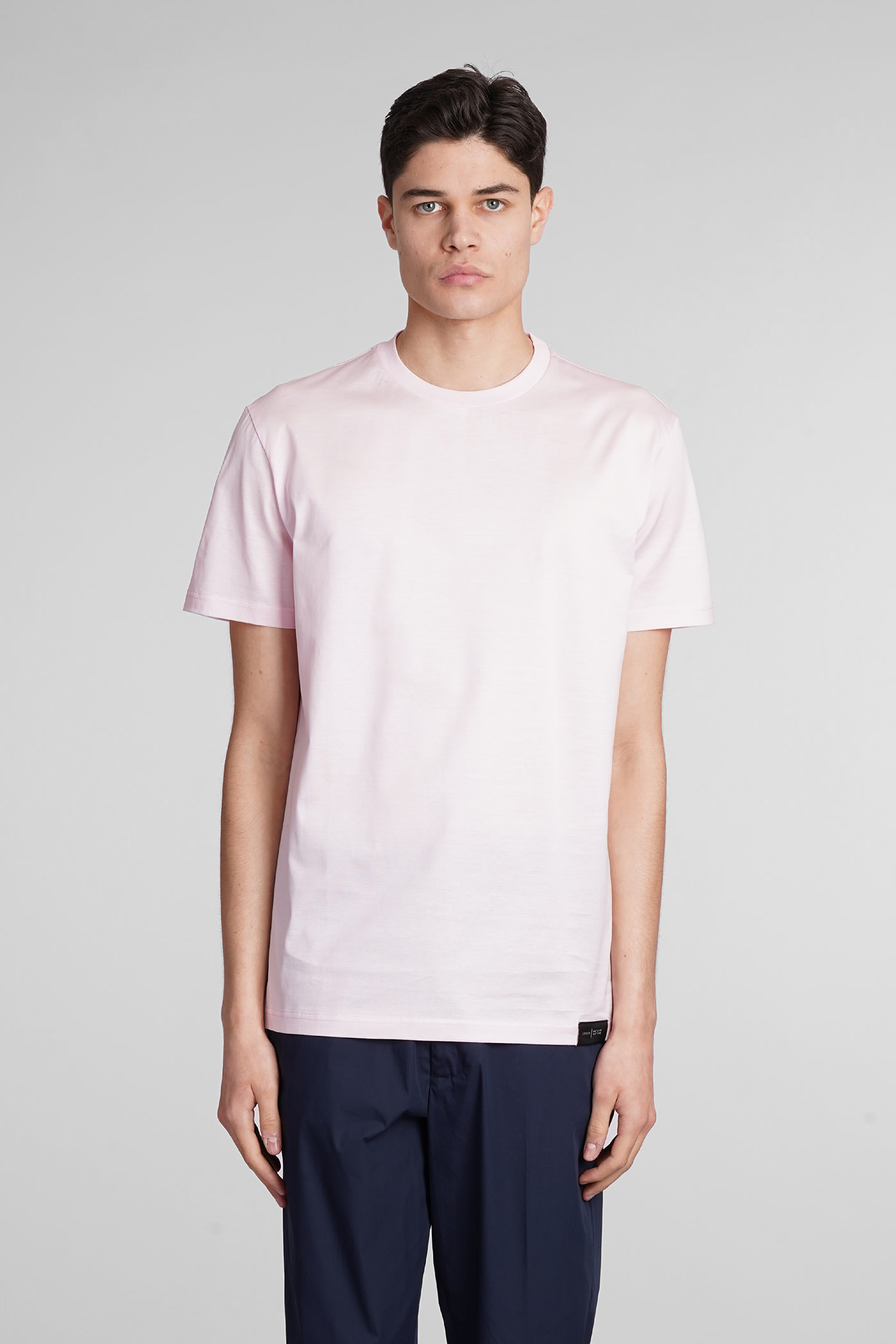 Low Brand B134 Basic T-shirt In Rose-pink Cotton