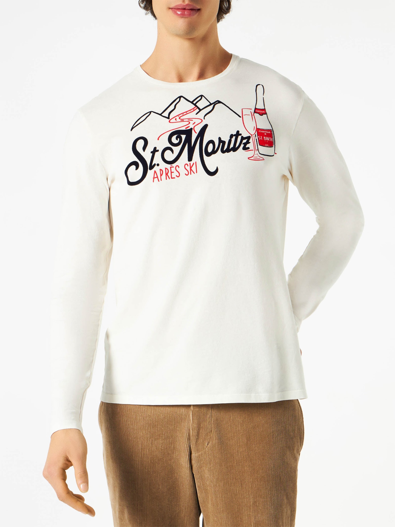 MC2 Saint Barth Man Long-sleeves T-shirt With St. Moritz Print