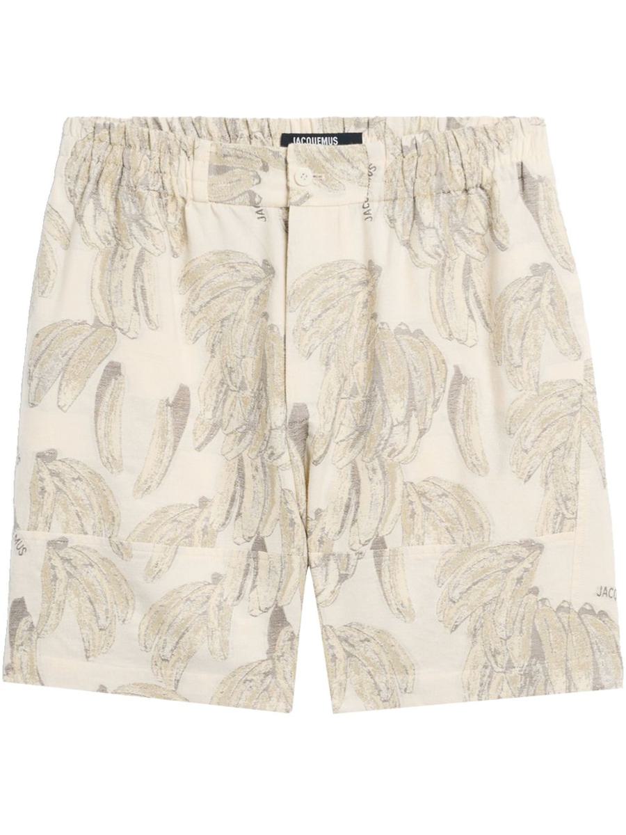 Jacquemus Beige Patterned Beach Shorts