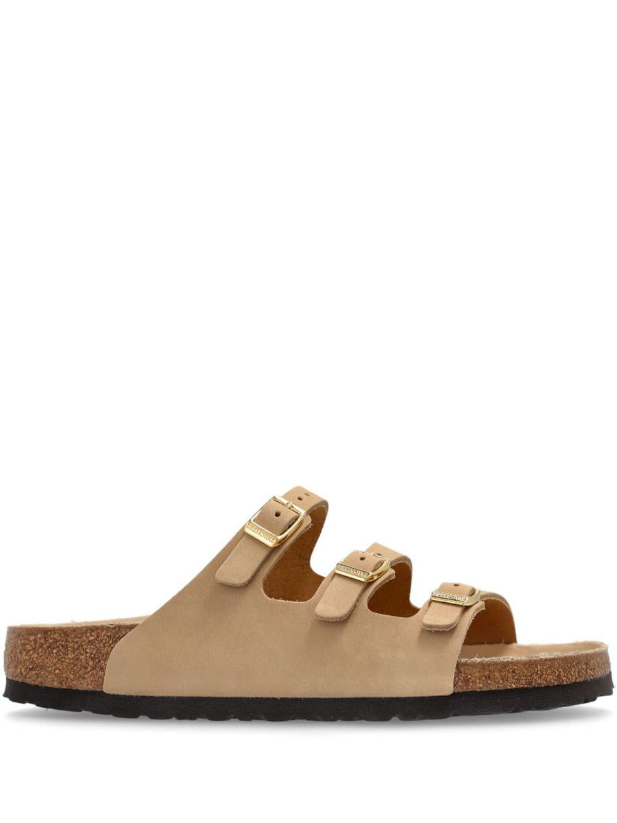 Birkenstock 米色“Florida”皮革拖鞋