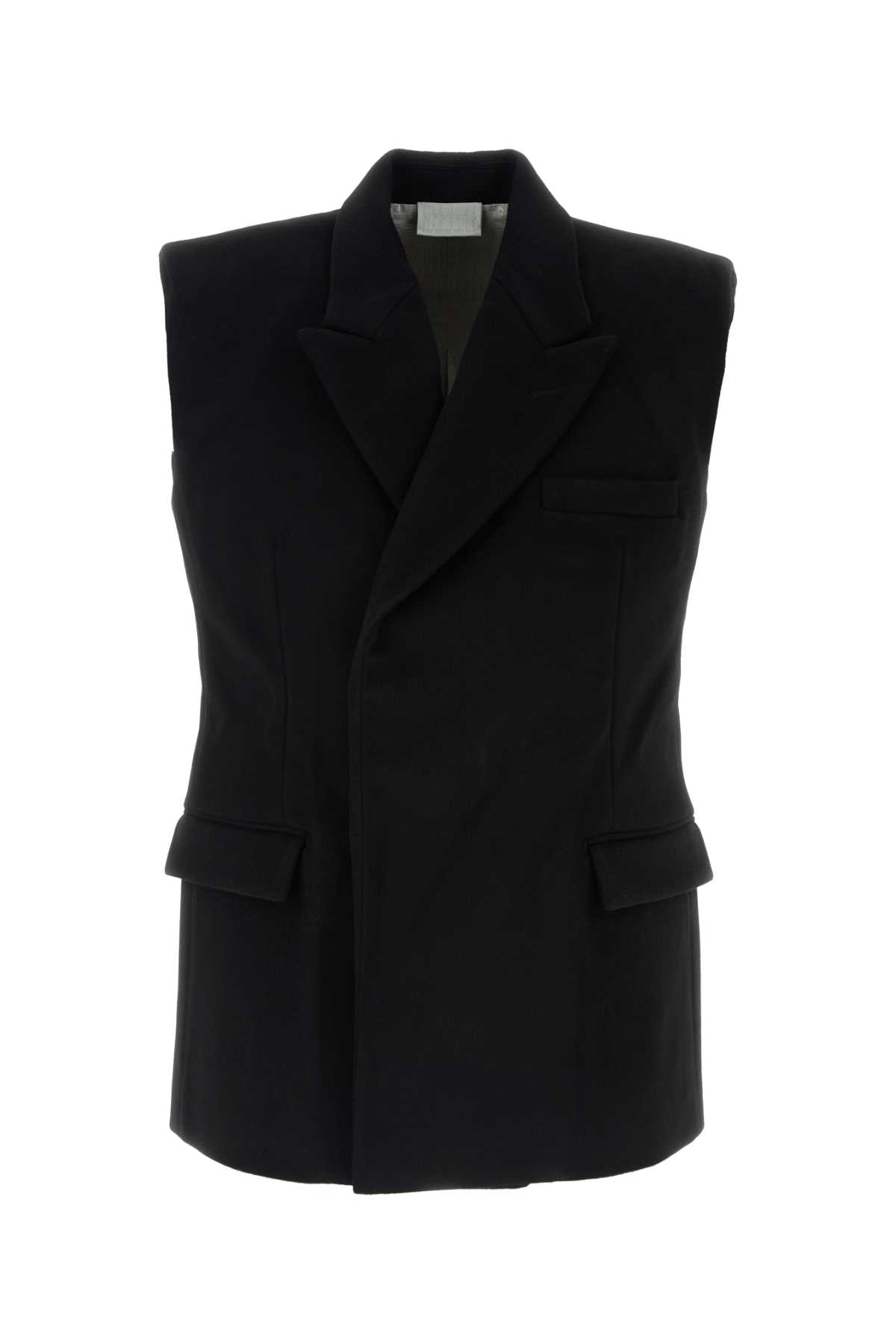 VTMNTS Black Wool Sleeveless Blazer