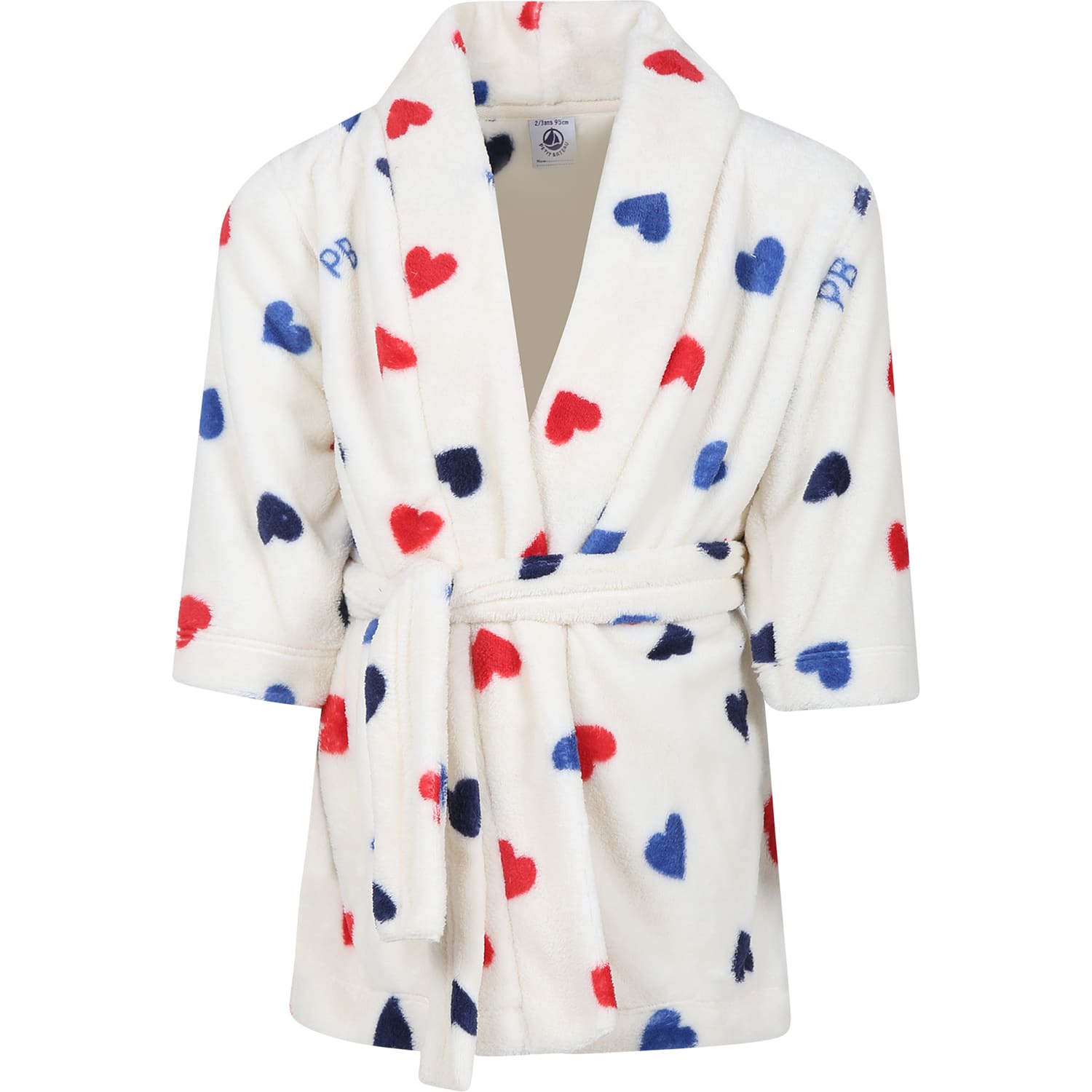 Petit Bateau Ivory Dressing Gown For Girl With Hearts