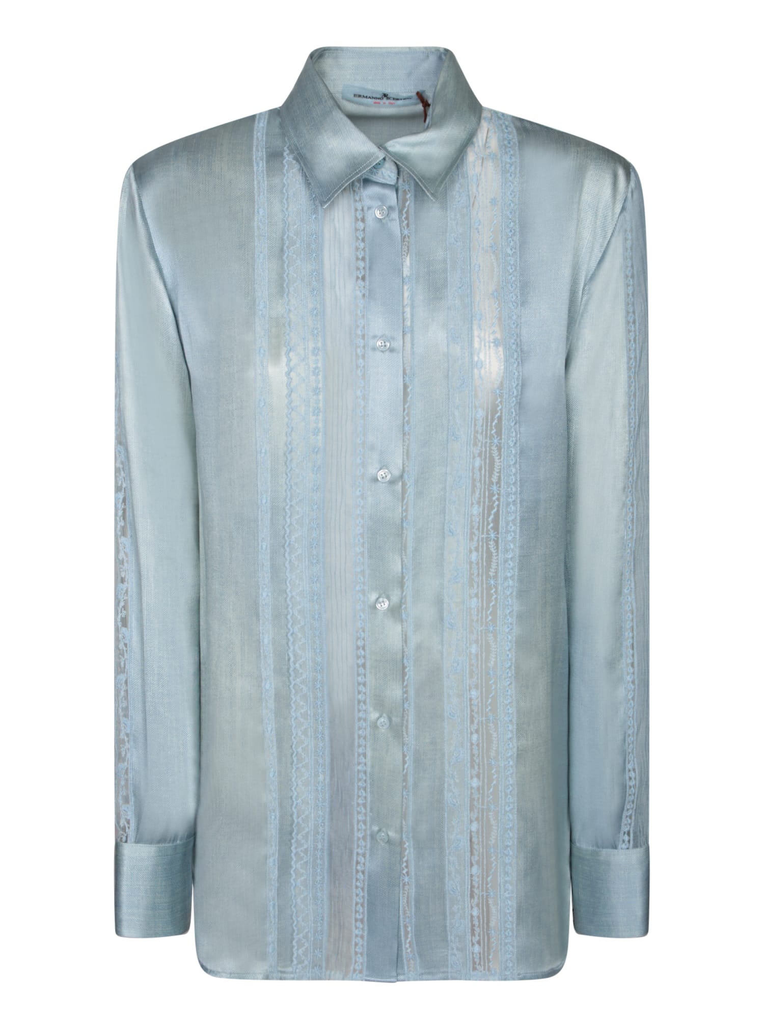 Ermanno Scervino Blue Print Silk Shirt