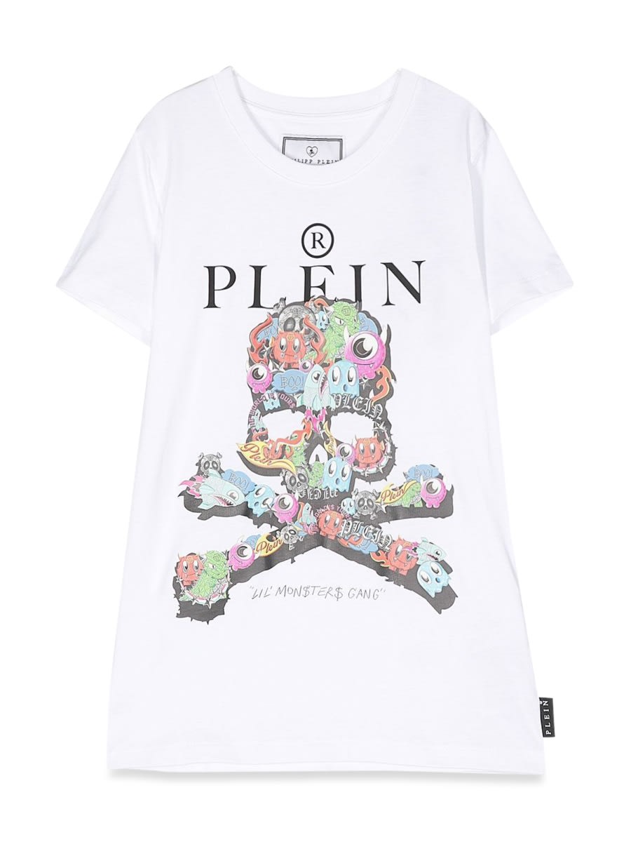 Philipp Plein Junior Maxi T-shirt Skull