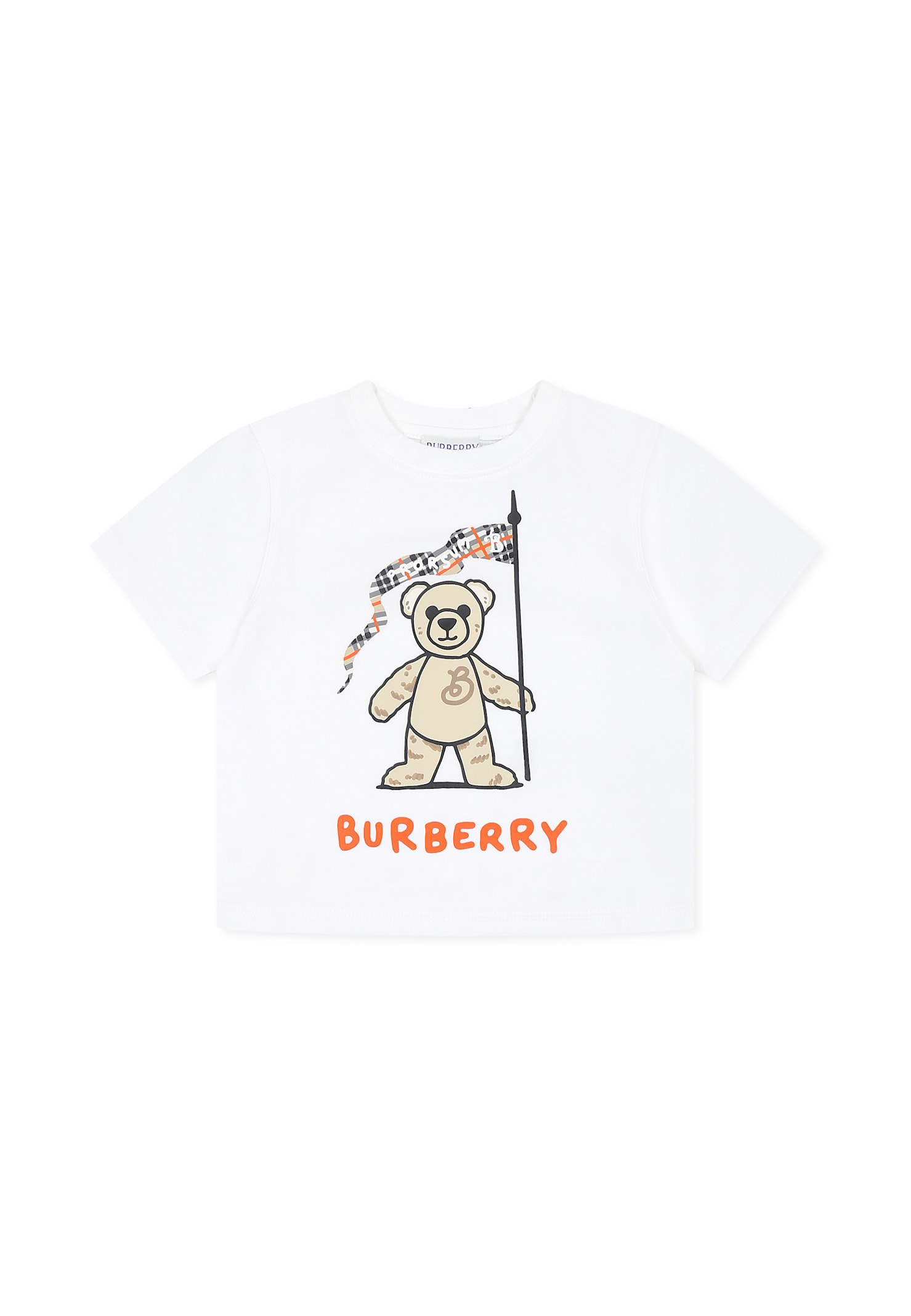 Burberry White T-shirt For Babykids With Thomas Bear