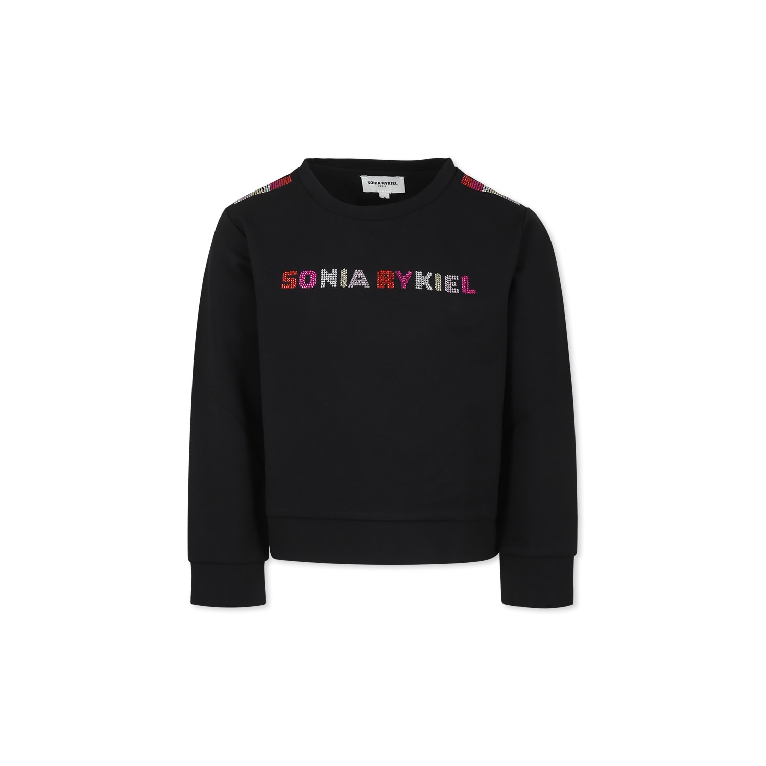 Rykiel Enfant Black Sweatshirt For Girl With Logo
