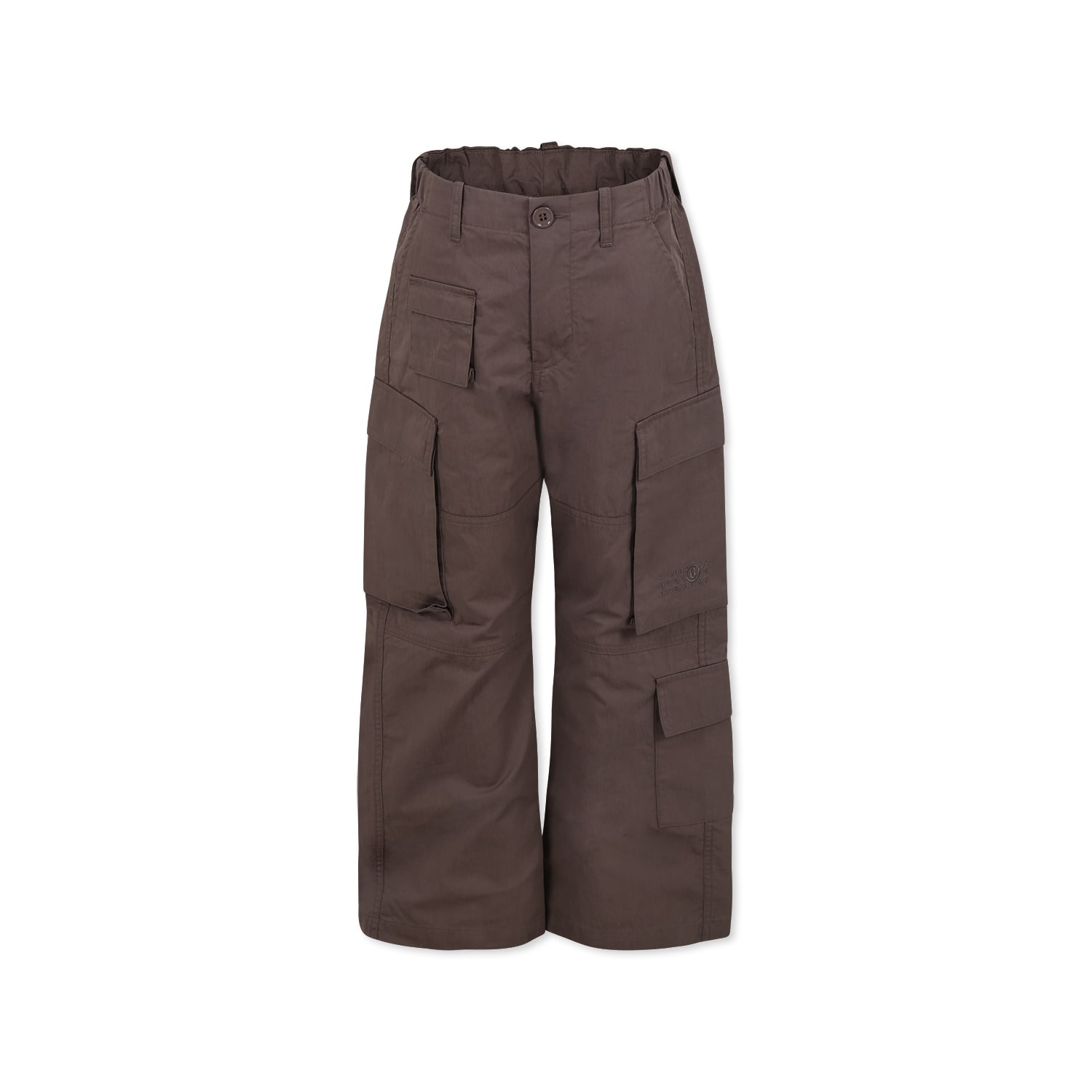 MM6 Maison Margiela Brown Cargo Trousers For Kids With Logo