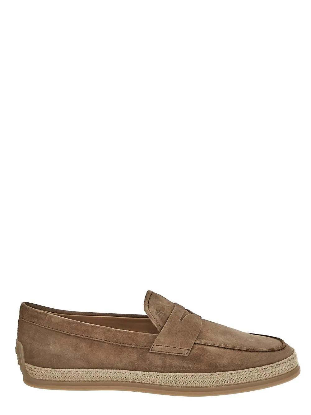 Tod's Raffia And Leather Walnut Loafer