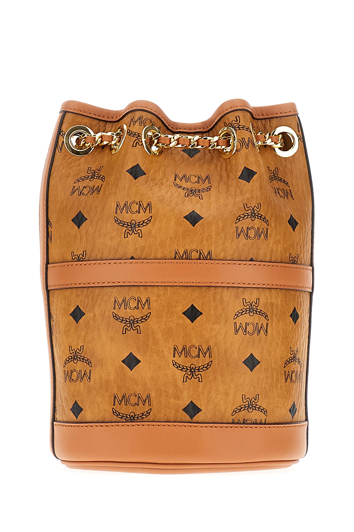 MCM Printed Synthetic Leather Aren Chain Bucket Bag