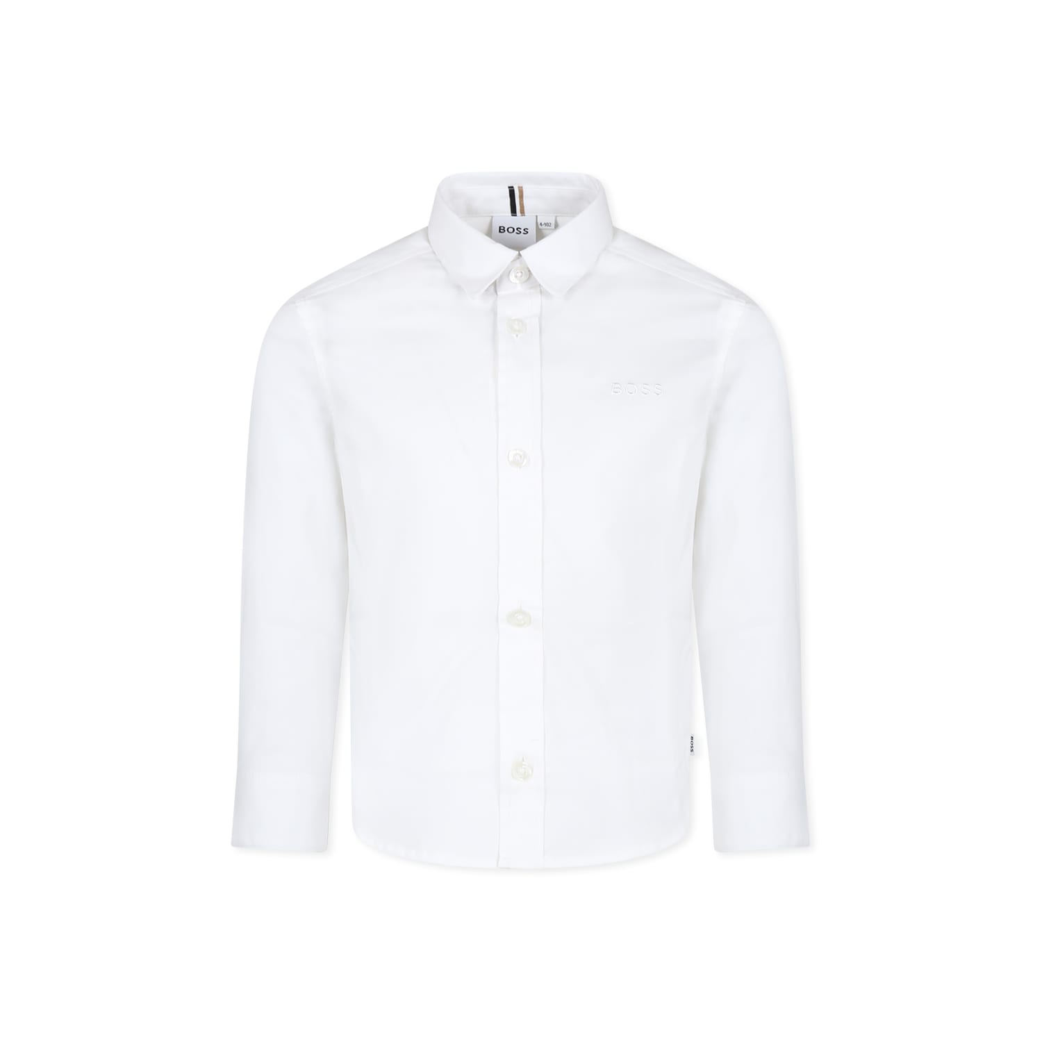Hugo Boss White Shirt For Boy With Logo