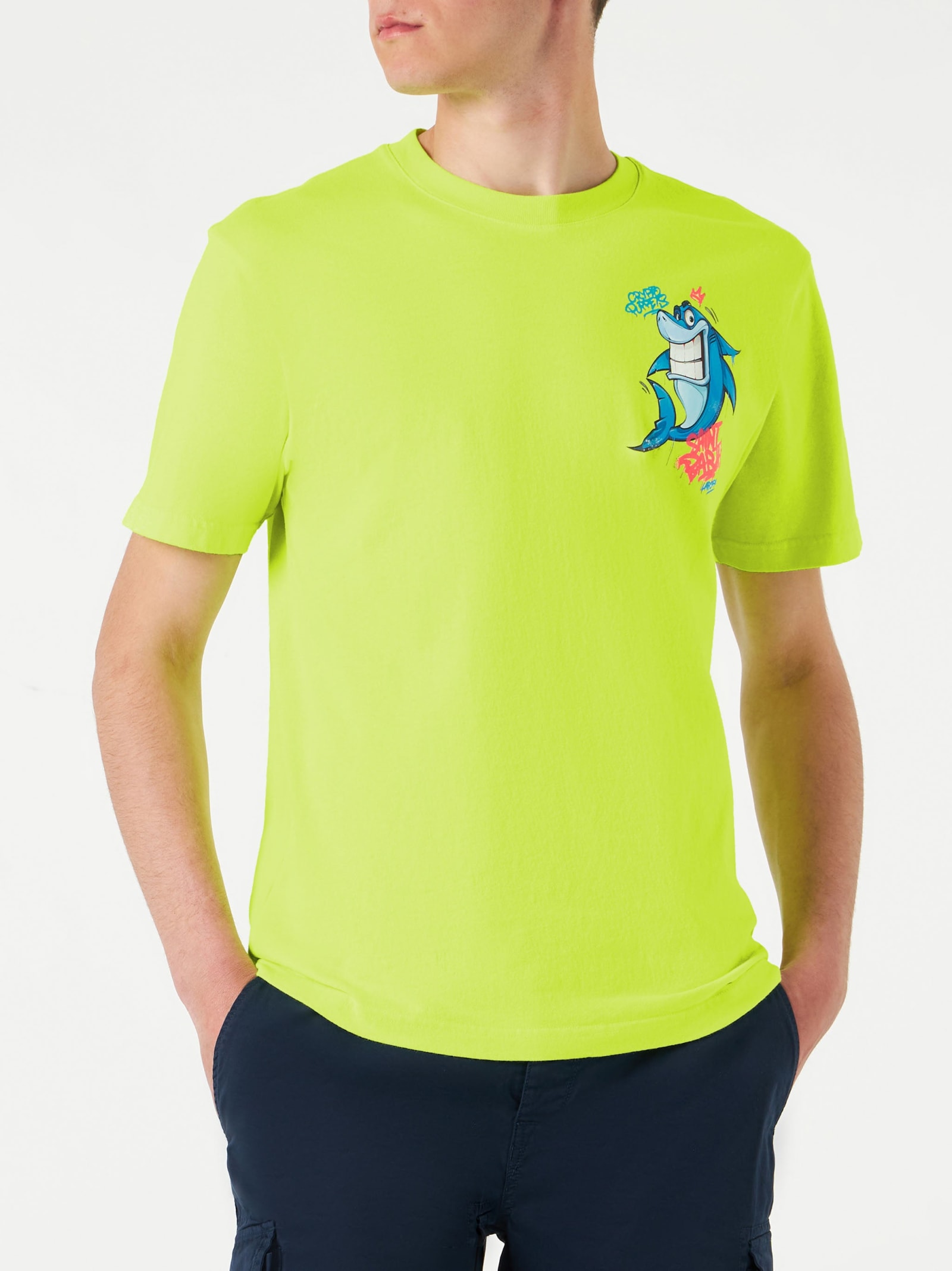 MC2 Saint Barth Man T-shirt With Shark Print Crypto Puppets Special Edition