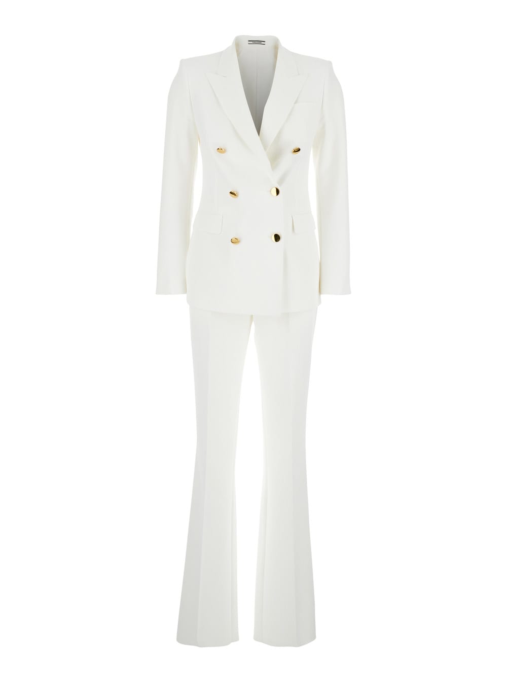 Tagliatore White Double-breasted Suit In Tech Fabric Stretch Woman
