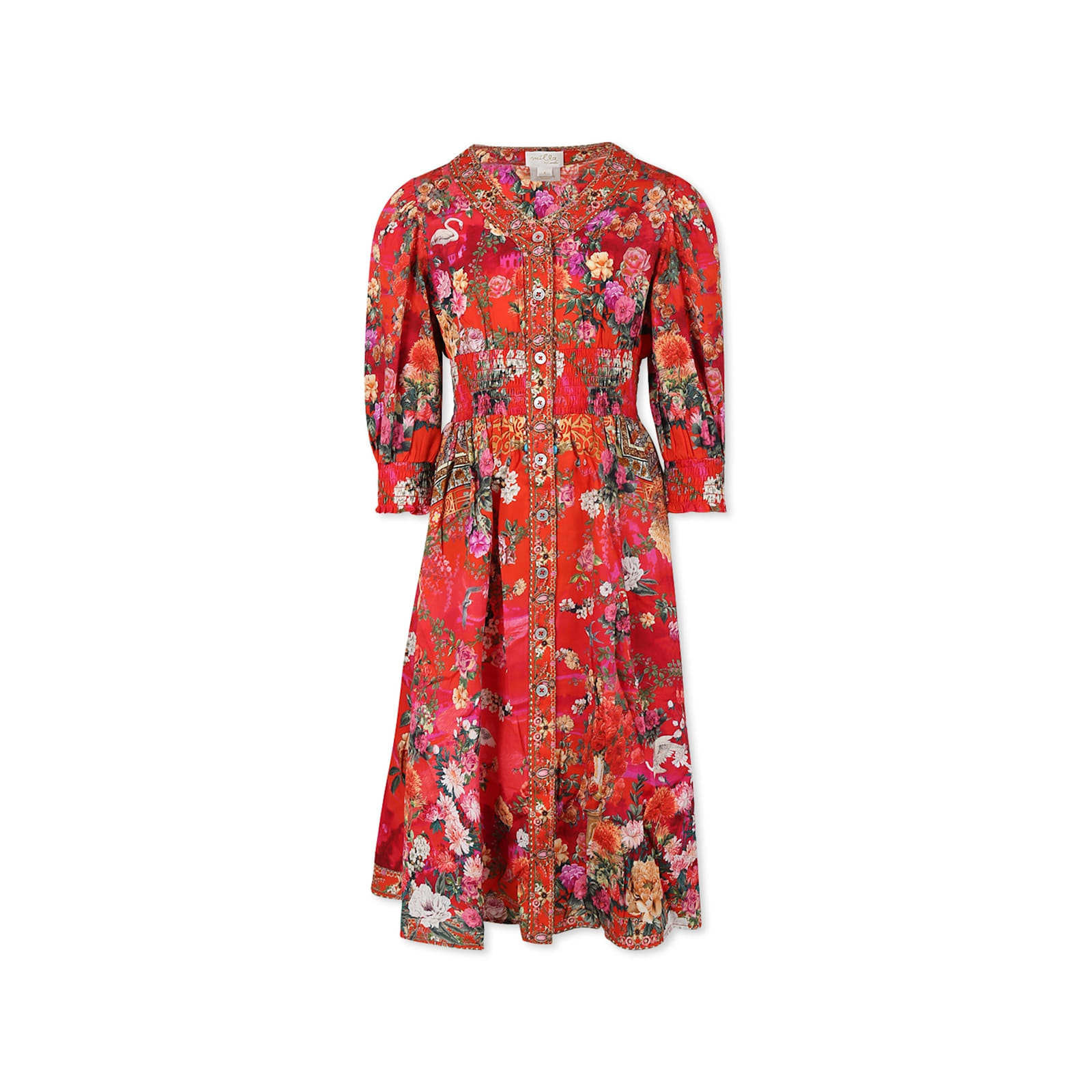 Camilla Red Dress For Girl With Floral Print