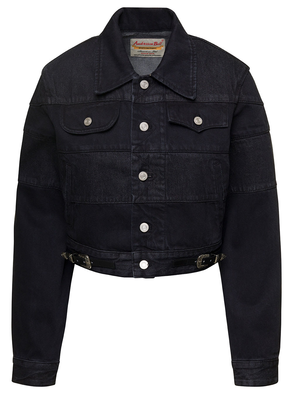 Andersson Bell mahina Black Denim Patchwork Jacket With Heart-shaped Detail In Cotton Woman