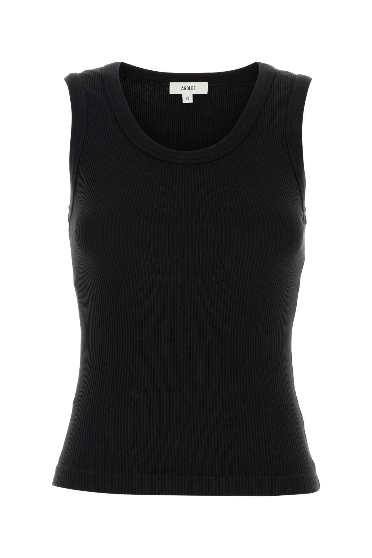 AGOLDE Black Stretch Cotton Blend Tank Top