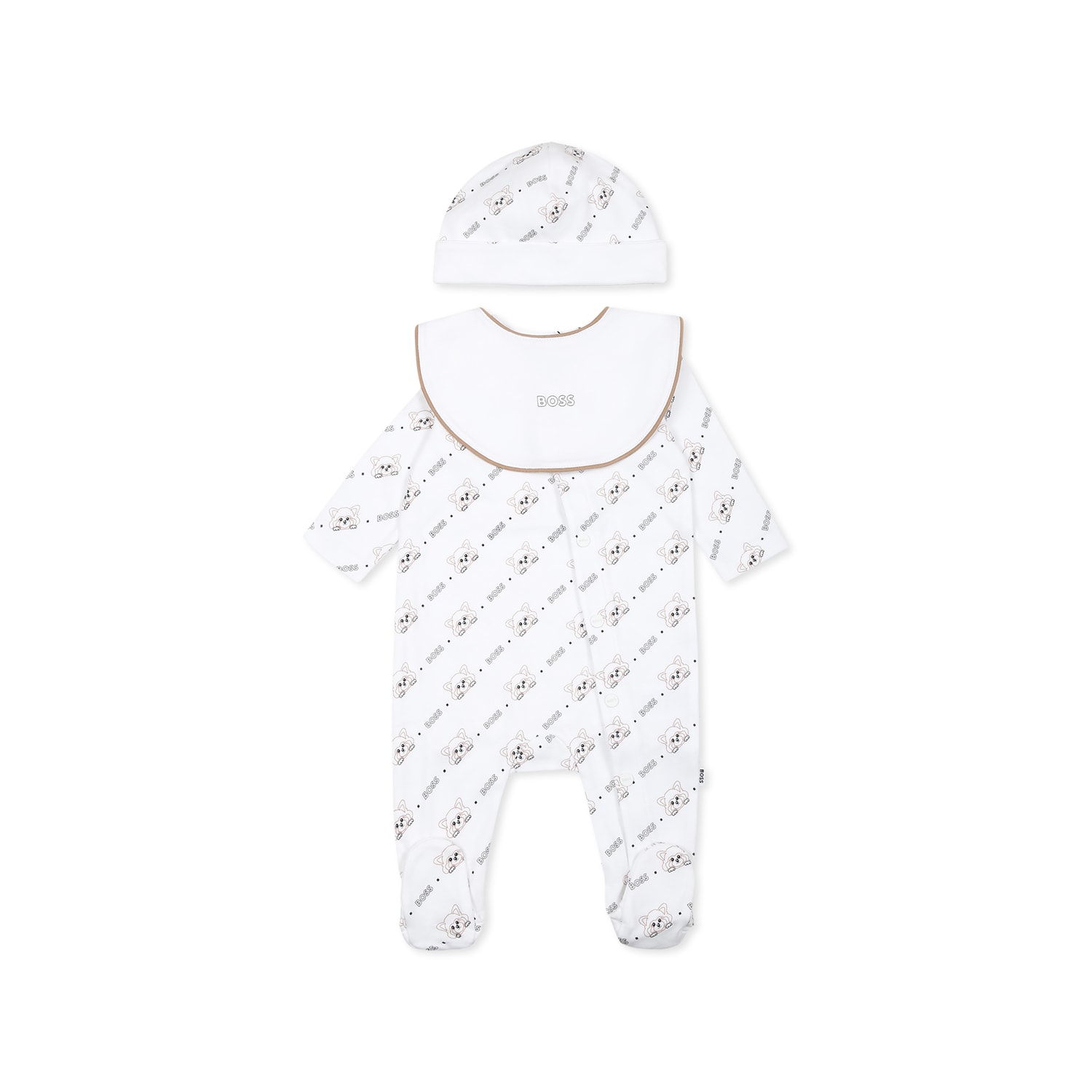 Hugo Boss White Babygrow Set For Baby Boy With Logo