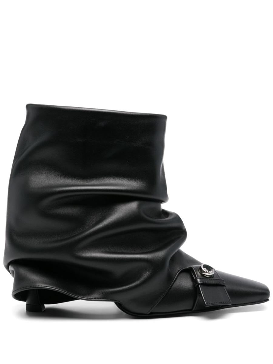 The Attico Juno Leather Ankle Boots With Heel
