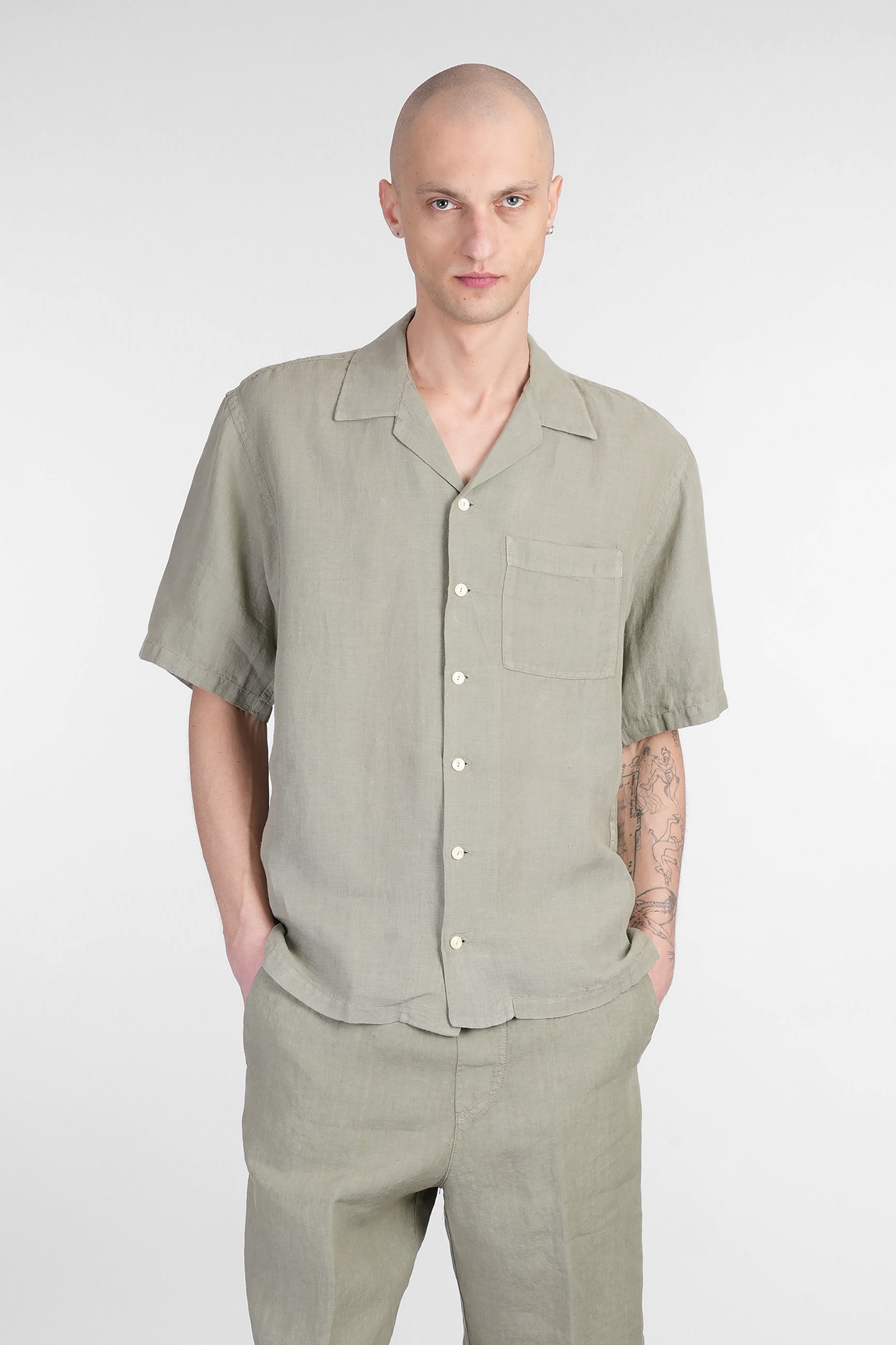 120% Lino Shirt In Green Linen