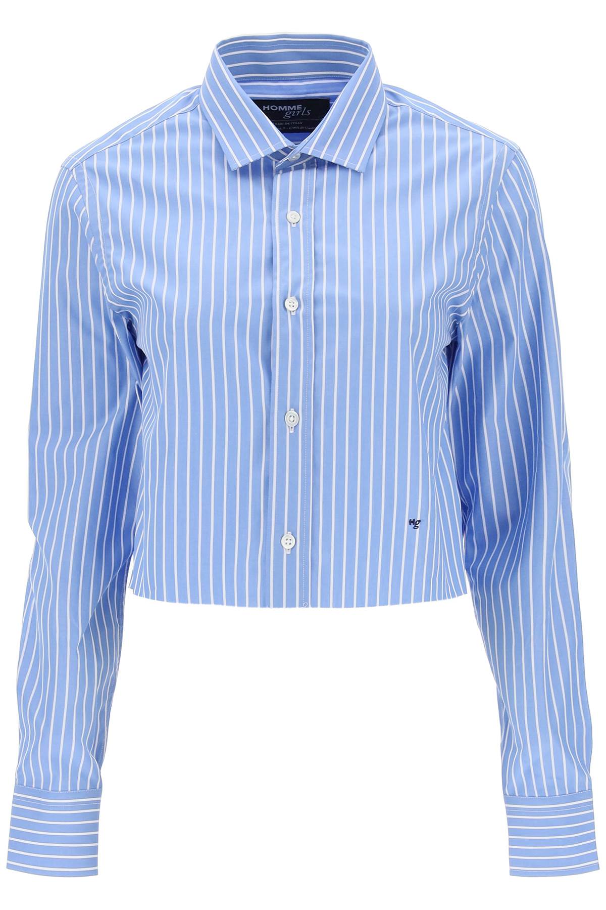 HommeGirls Cropped Striped Poplin Shirt