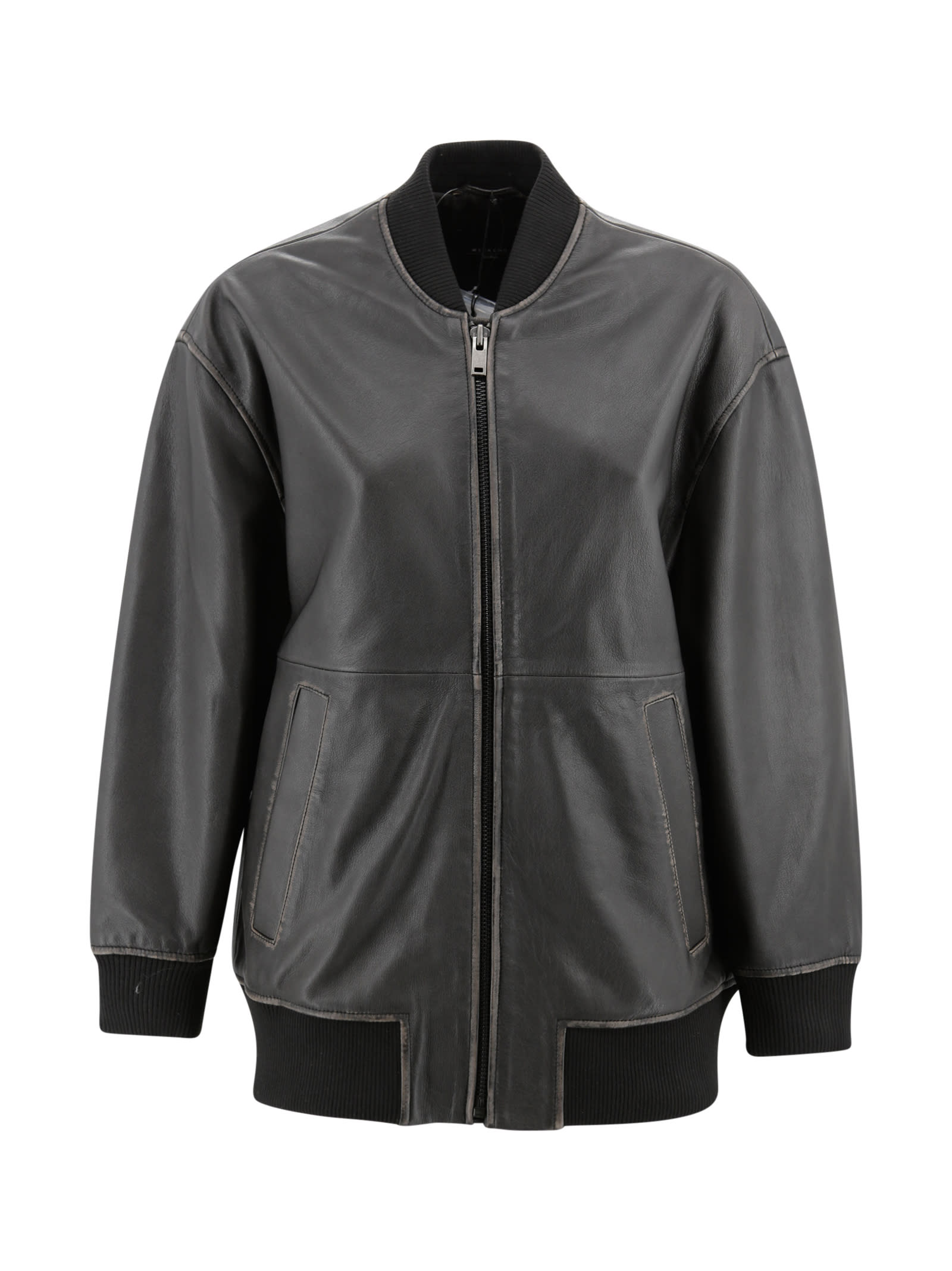 Weekend Max Mara Long Nappa Leather Bomber Jacket