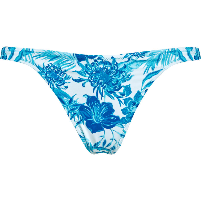 Vilebrequin Women Tanga Bikini Bottom Tahiti Flowers - Fraz - White - Size L