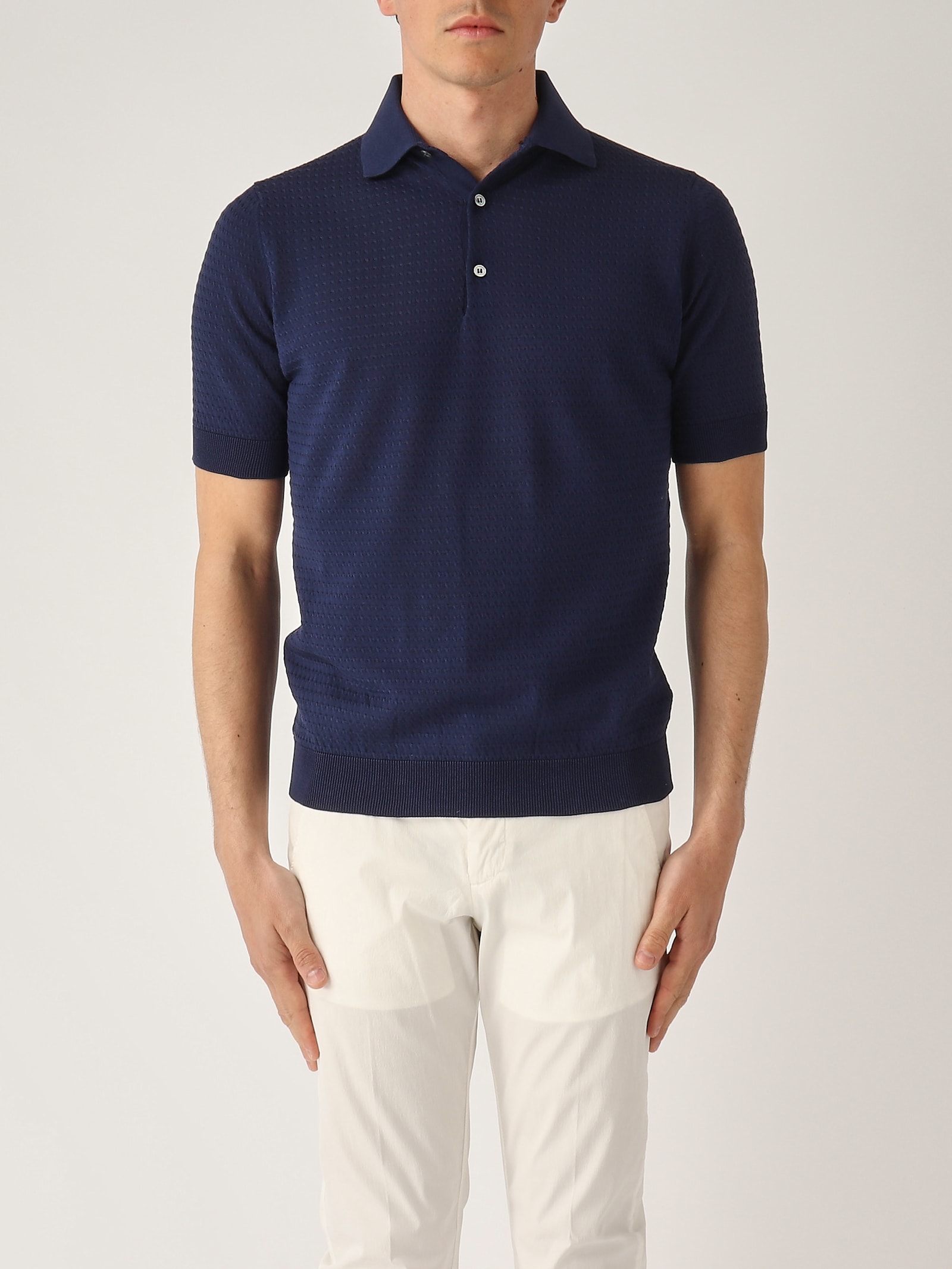 Filippo De Laurentiis M/c 3 Bottoni In Crepe Cotton Polo