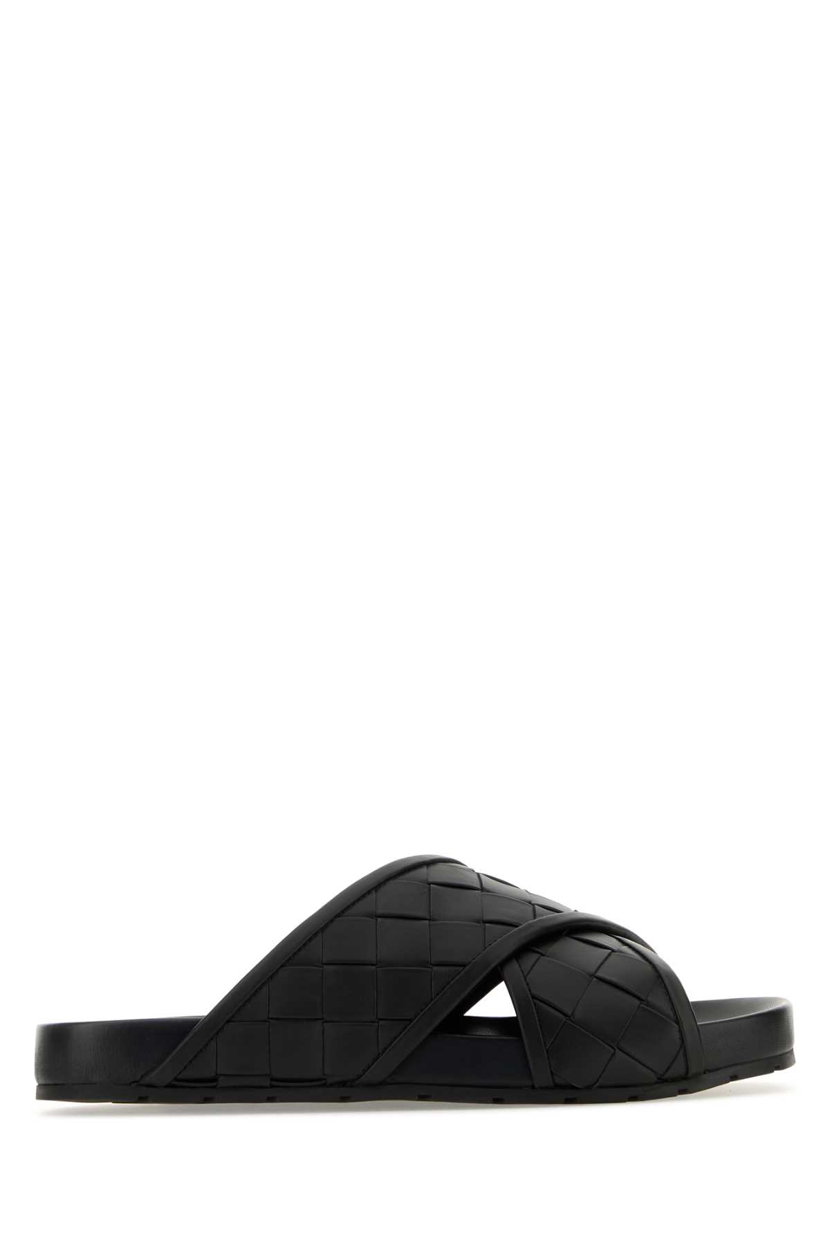 Bottega Veneta Black Leather Tarik Sandals
