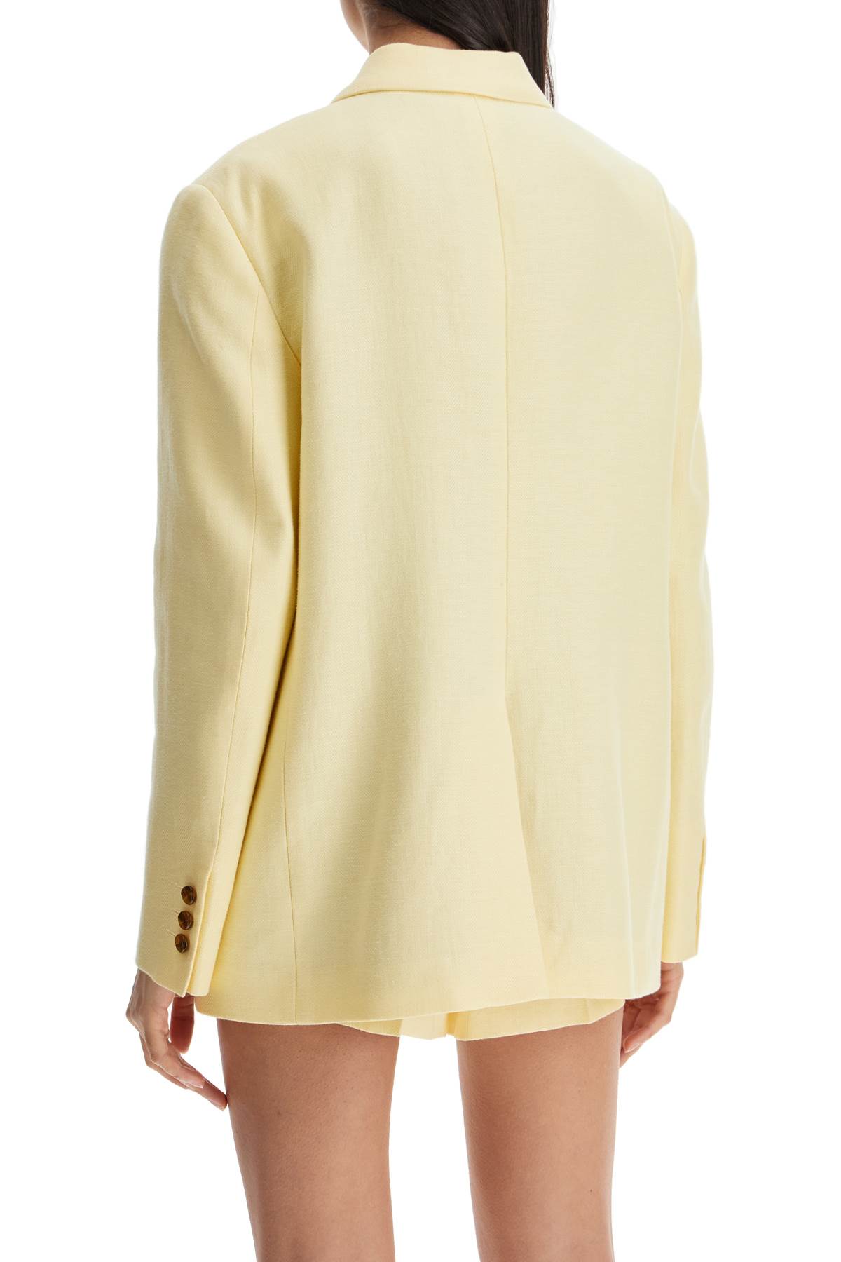 Blazé Milano Light Yellow Linen Oversized Blazer